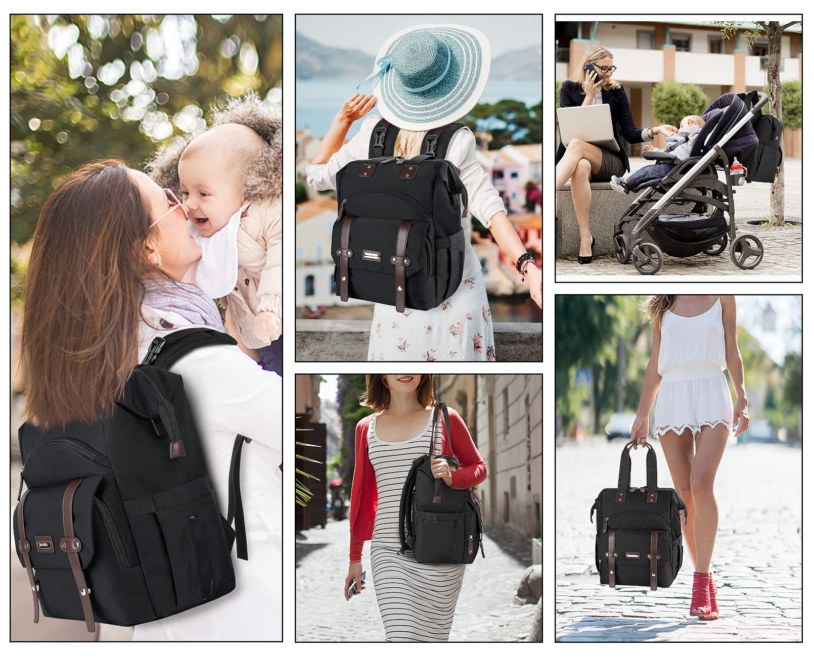 Jiefeike Diaper Bag Backpack for Baby Boys & Girls - Insulated Pockets, USB Charging Port, RFID Anti-Theft, Water-Resistant - Perfect for Parents, Stroller Straps Included - Ideal for Travel, Outings & Daily Baby Care