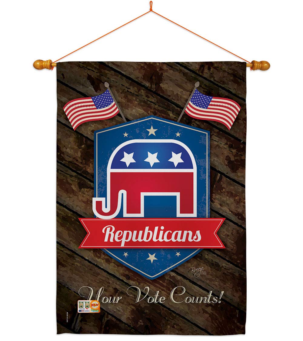 Patriotic Vertical House Flag Set - 28x40in w/Flagpole - Perfect for Home & Garden Decor
