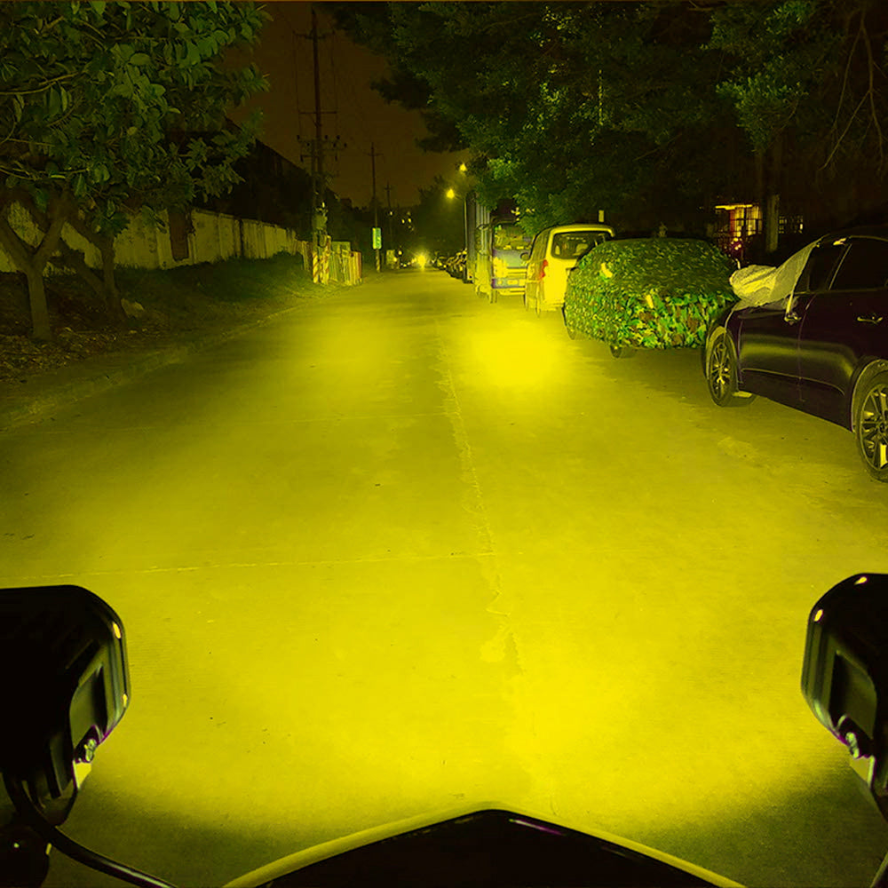 2500K Yellow Round LED A-Pillar Pod Light Kit with Bracket & Wiring Harness for 2016-2023 Toyota Tacoma - Off-Road Driving & Nighttime Visibility Enhancement