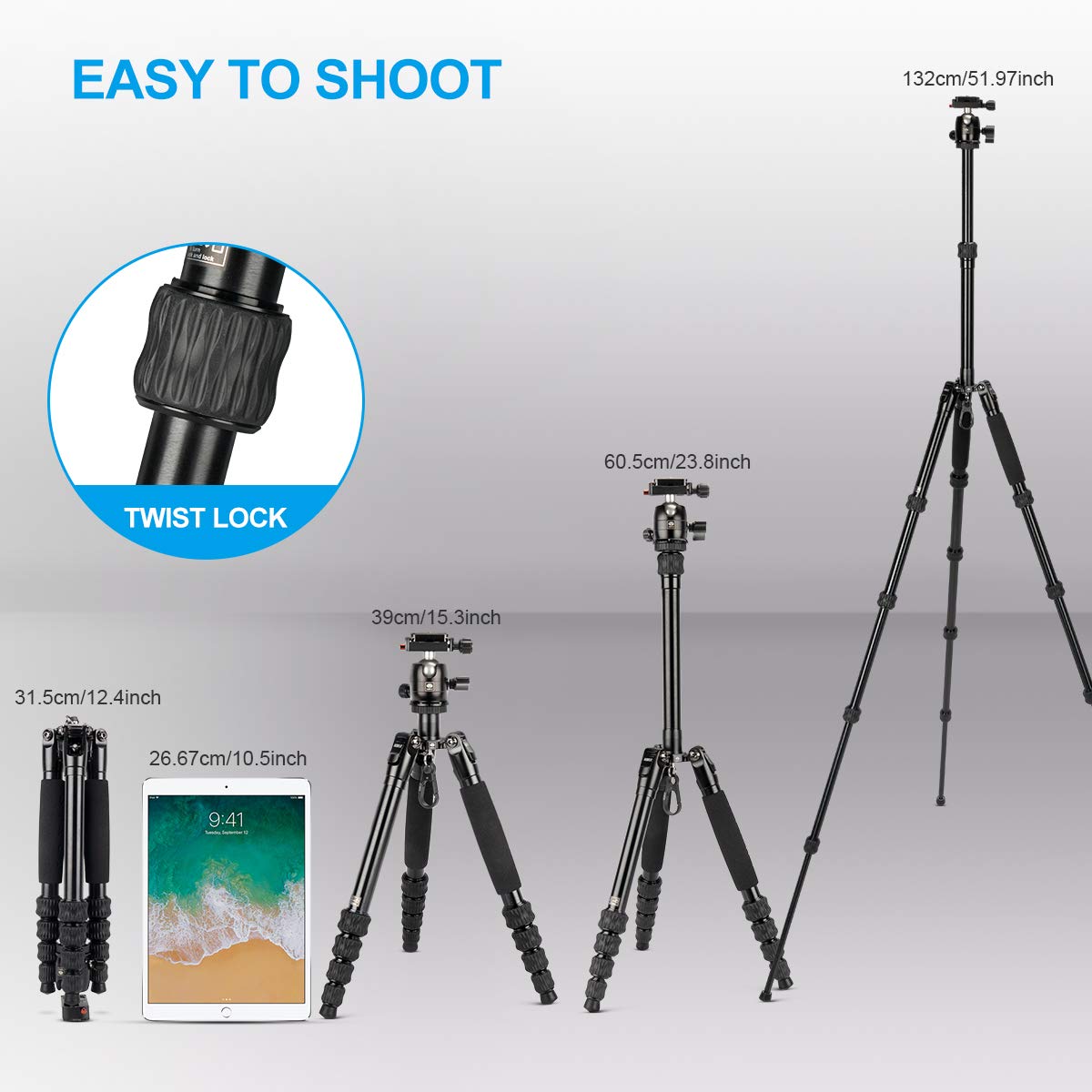 Lightweight Aluminum Travel Tripod - SIRUI Compact 5AX 51.97