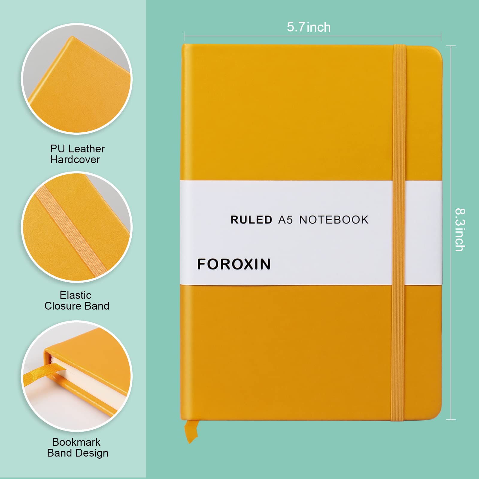 Premium Leather Lined Journal Notebook for Women & Men - 8.3