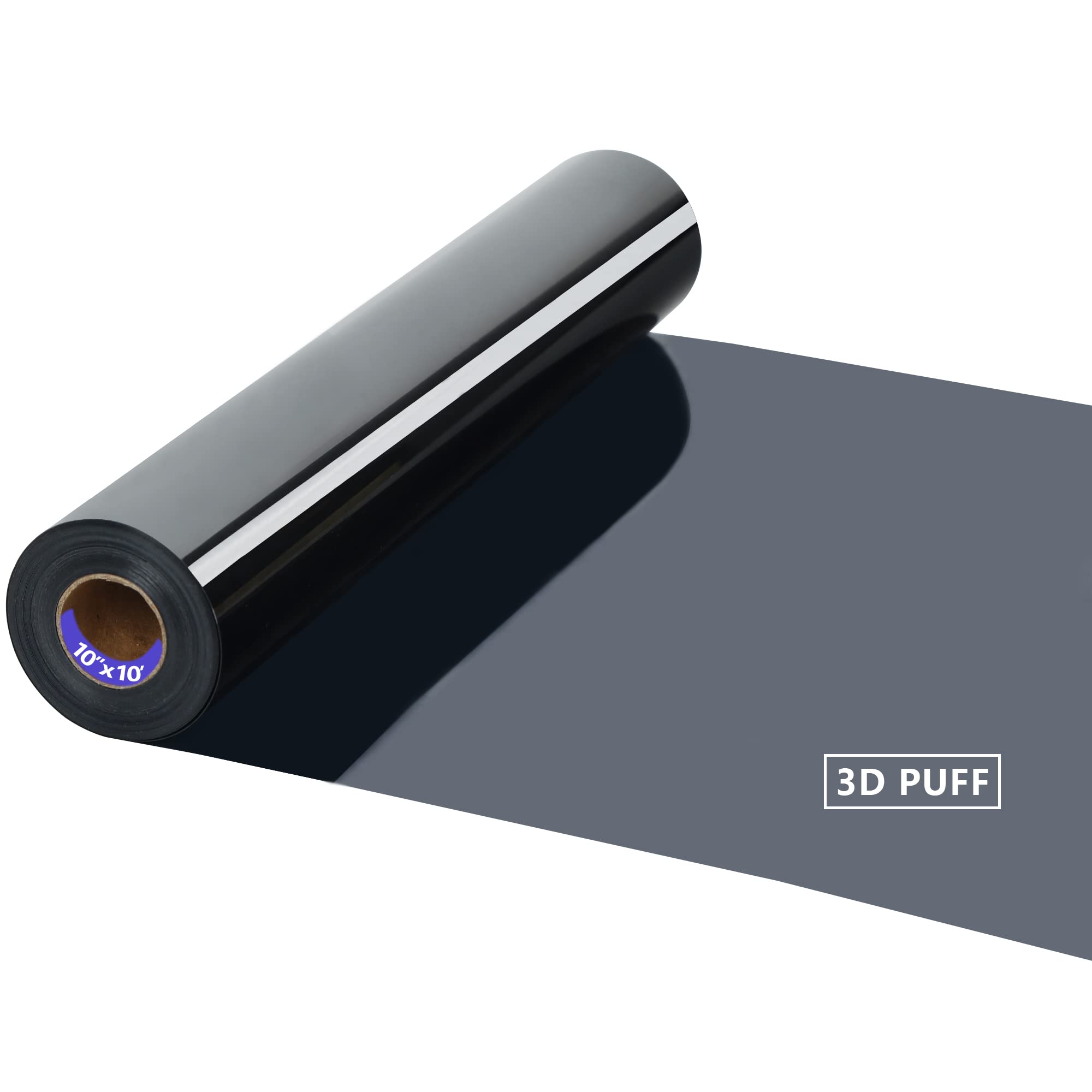 Premium 3D Puff HTV Matte Heat Transfer Vinyl Roll - Black, 10