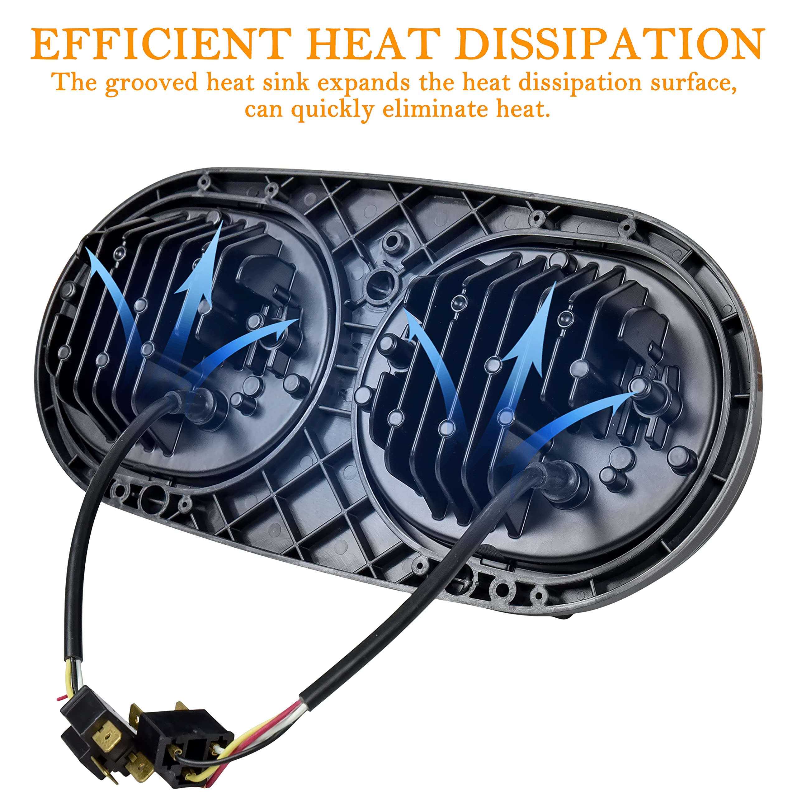 High-Performance Dual LED Headlight Kit for Harley Road Glide 2004-2013 - Bright H4 LED Headlamp with High/Low Beam - Direct Replacement for Road Glide 04-13 Models - Perfect for Night Riding & Enhanced Visibility