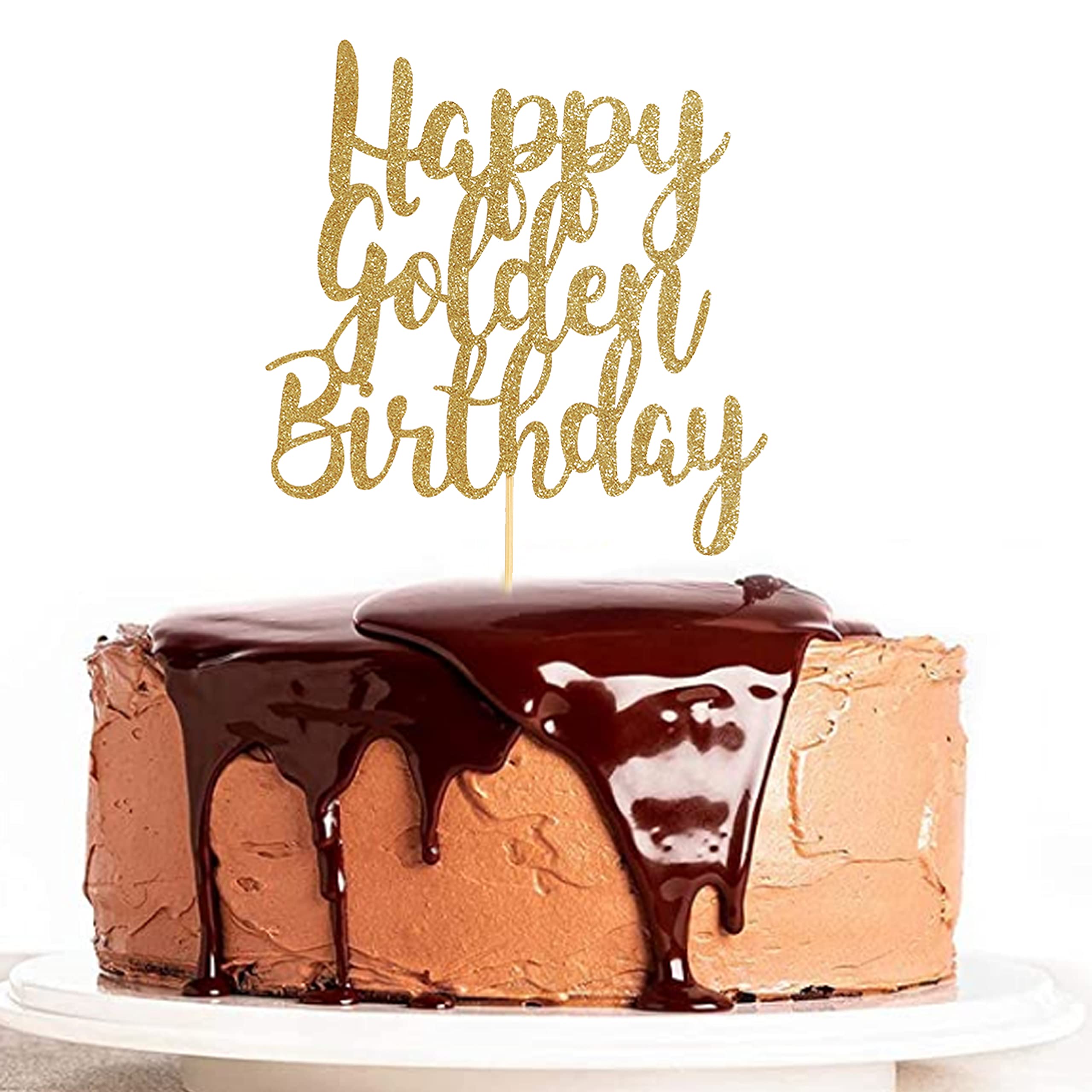 Golden Birthday Cake Topper for 10th 18th 21st 25th 30th 35th 40th 45th 50th 60th 70th 80th 90th Birthday Celebrations - Elegant Cake Decorations for 1st Birthday, Milestone Parties & Anniversaries - Perfect for Wedding, Retirement & Special Occasion Cakes