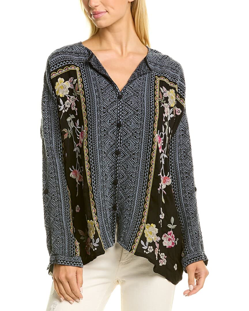 Johnny Was Women's Bohemian Floral Print Blouse - Elegant Long Sleeve Tunic Top for Casual Wear, Office & Special Occasions