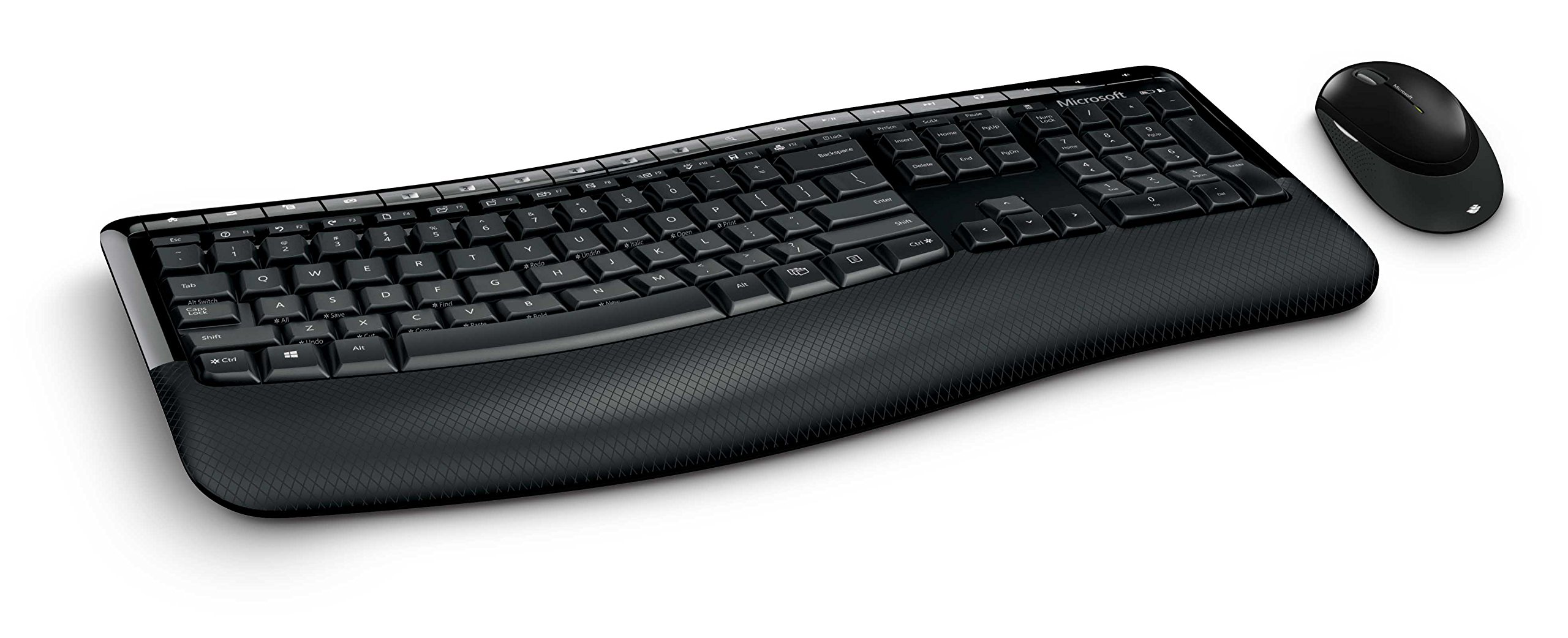 Microsoft Wireless Comfort Desktop 5000 Keyboard and Mouse Set - Ergonomic Wireless Keyboard with Number Pad & Optical Mouse for PC/Laptop - Perfect for Office Work, Gaming & Home Computing