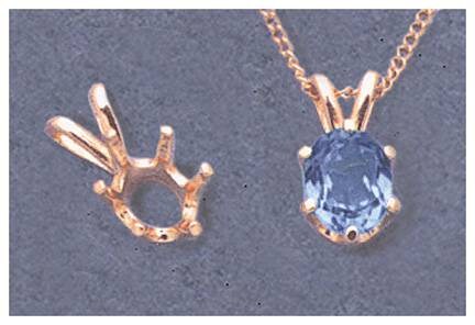 Solid Sterling Silver or 14K Gold 5x3mm 10x8mm Oval 6-Prong Pendant Setting - Handmade in USA - Perfect for Necklaces, Jewelry Making & Gift Giving