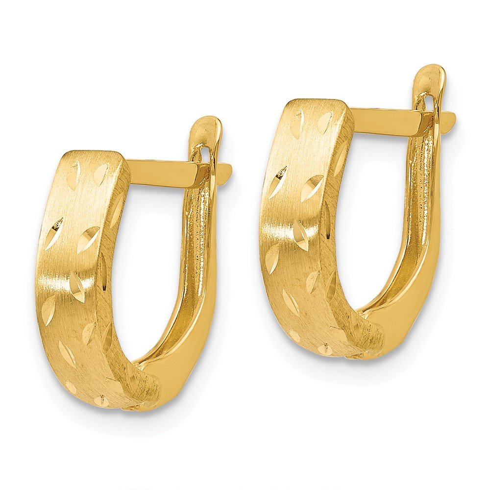 14K Yellow Gold Polished Brushed Double Clip Hoop Earrings for Women - Elegant Everyday Jewelry for Work, Date Night & Special Occasions