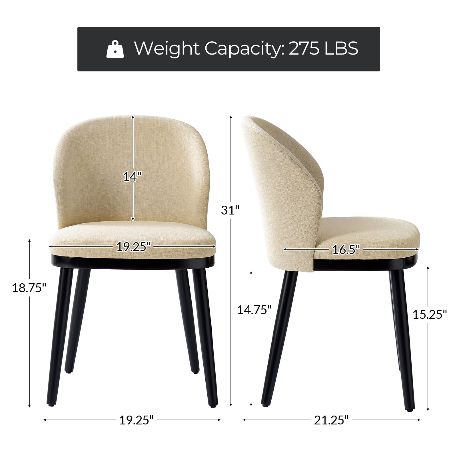 Premium Alrun Dining Chairs with Lumbar Support - Set of 2/4/6 - Modern Comfortable Kitchen & Dining Room Furniture for Home & Restaurant Use