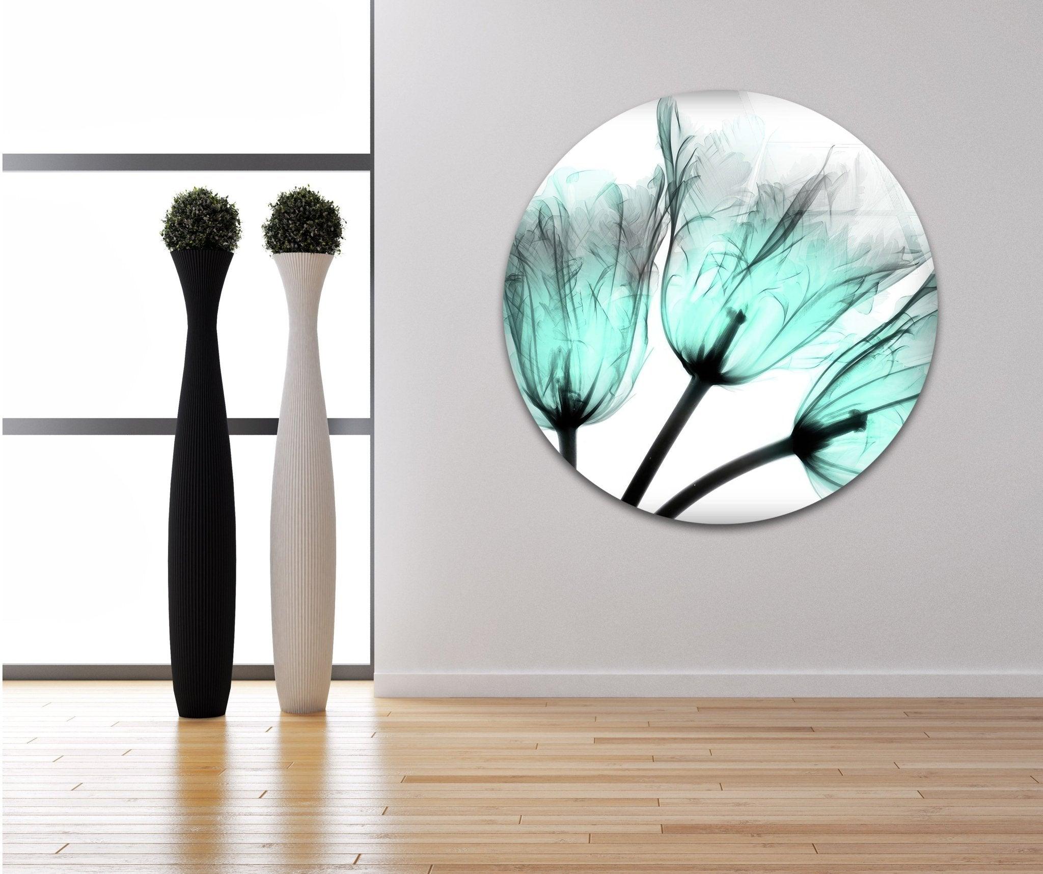 Albert Koetsier Cool Growth Xray Tulip Glass Wall Art - Modern Botanical Decor for Living Room, Bedroom & Office - Unique Floral Home Decor Gift Idea