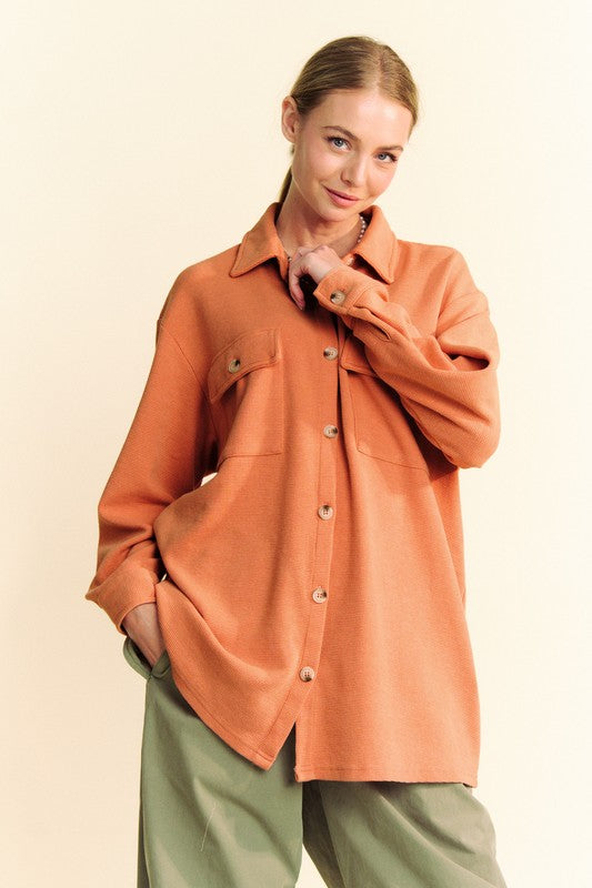 Davi & Dani Women's Waffle Knit Button Down Shirt - Soft Long Sleeve Casual Blouse for Fall & Winter | Perfect for Office, Date Night & Weekend Outings
