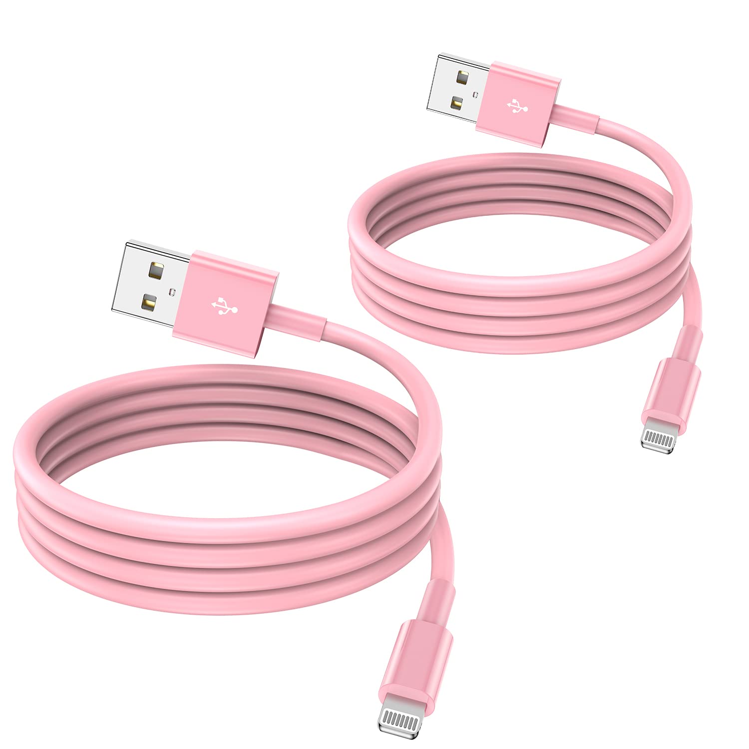 Apple MFi Certified 2-Pack Lightning to USB Cables (2m) - Fast Charging for iPhone 13/12/11/X/8/7/6 & iPad - Home & Travel Use