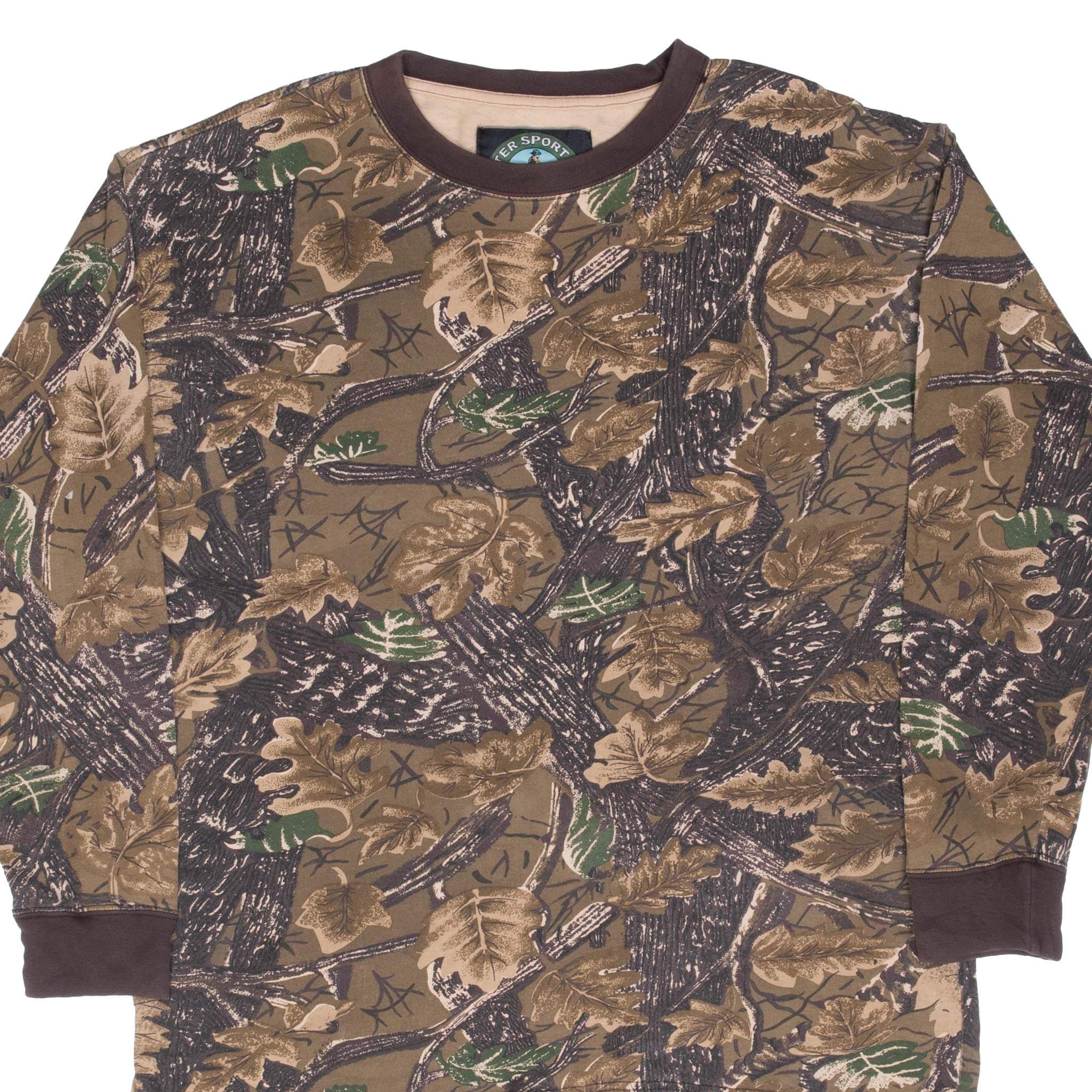 Vintage Hunting Master Sportsman Camo Long Sleeve T-Shirt for Men - Large Size - Comfortable Outdoor Hunting & Casual Wear