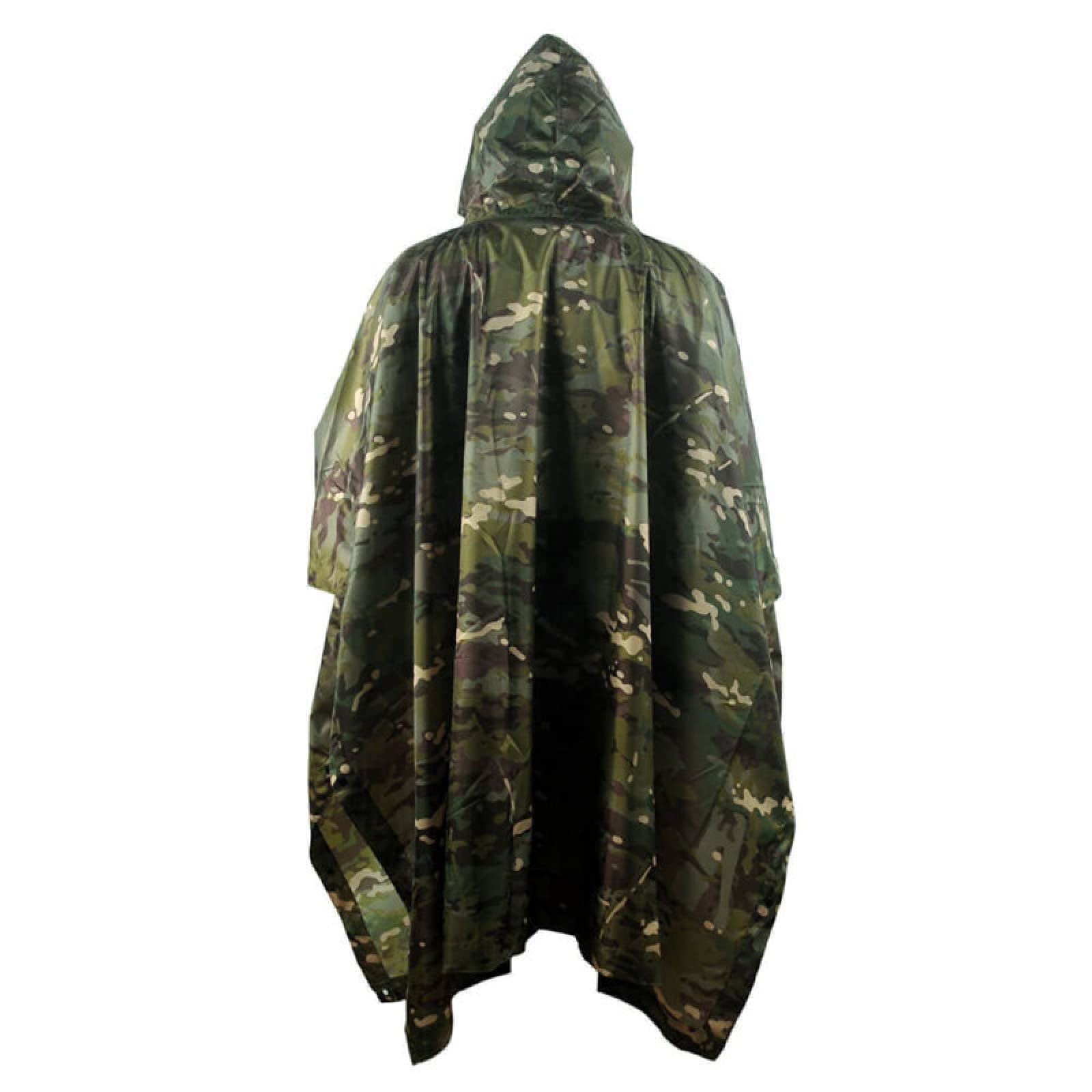 Waterproof Rain Poncho for Outdoor Camping & Hiking - Lightweight Reusable Rainwear with Hood - Snow Camo Design - Perfect for Travel, Festivals & Emergency Weather Protection (One Size)