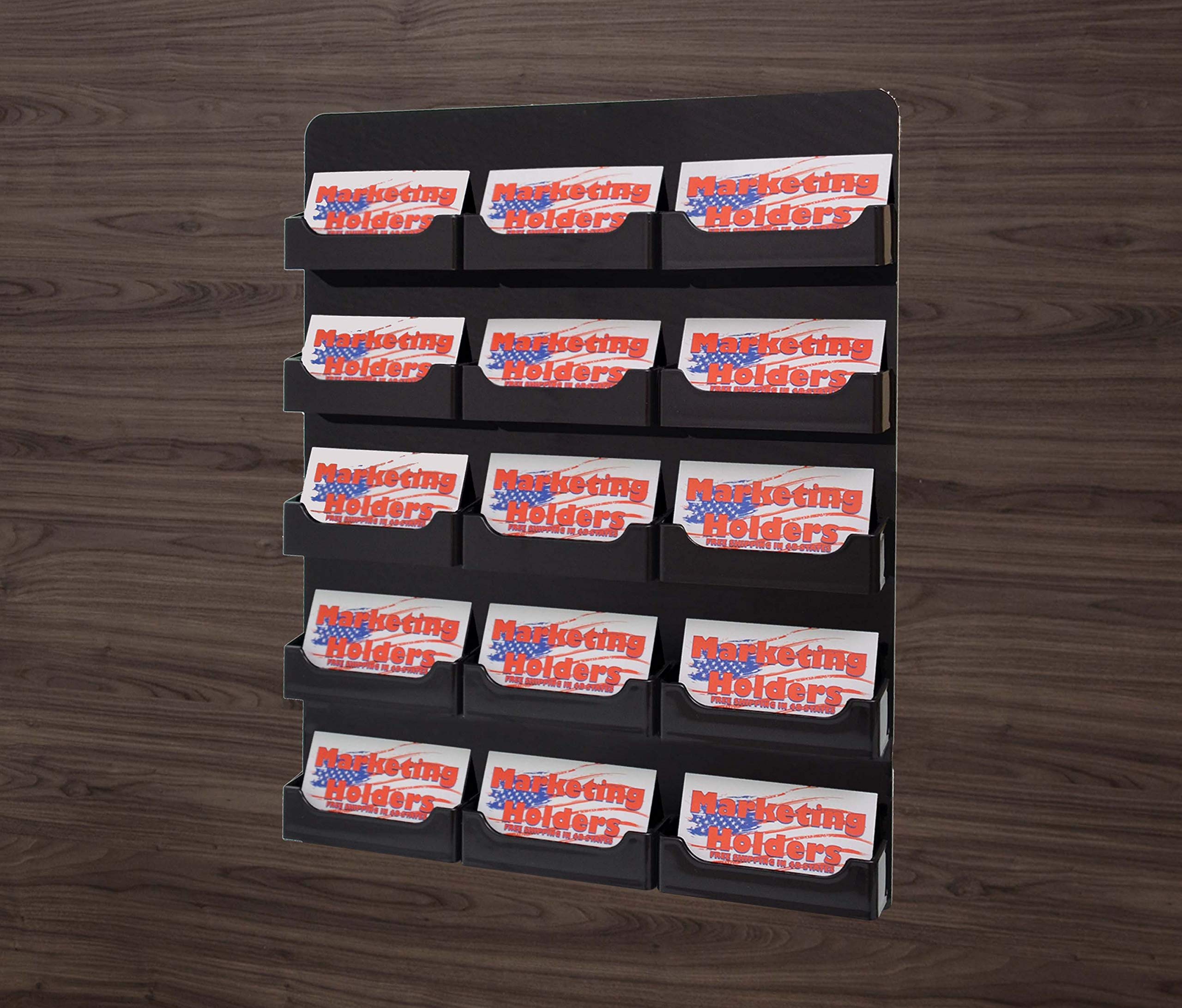 6 Pack Black Acrylic Hanging Business Card Holder - 15 Slot Rack for 3.5