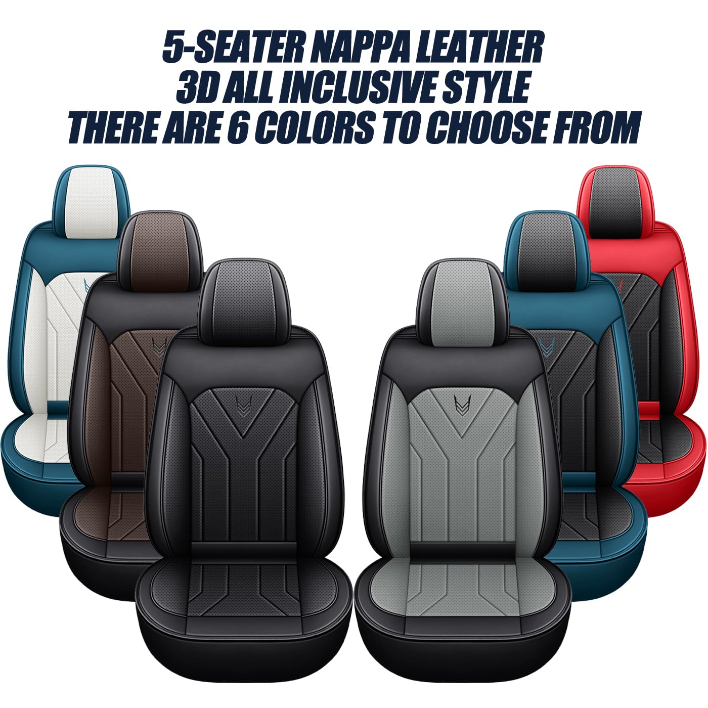 Premium 3D Foam Back Support Car Seat Covers Full Set - 5-Piece Universal Fit for Most Vehicles | Nappa Leather, Super Breathable All-Season Car Seat Cushions with Storage Bags (Black Coffee) - Perfect for Road Trips, Commuting & Protecting Your Car Interior
