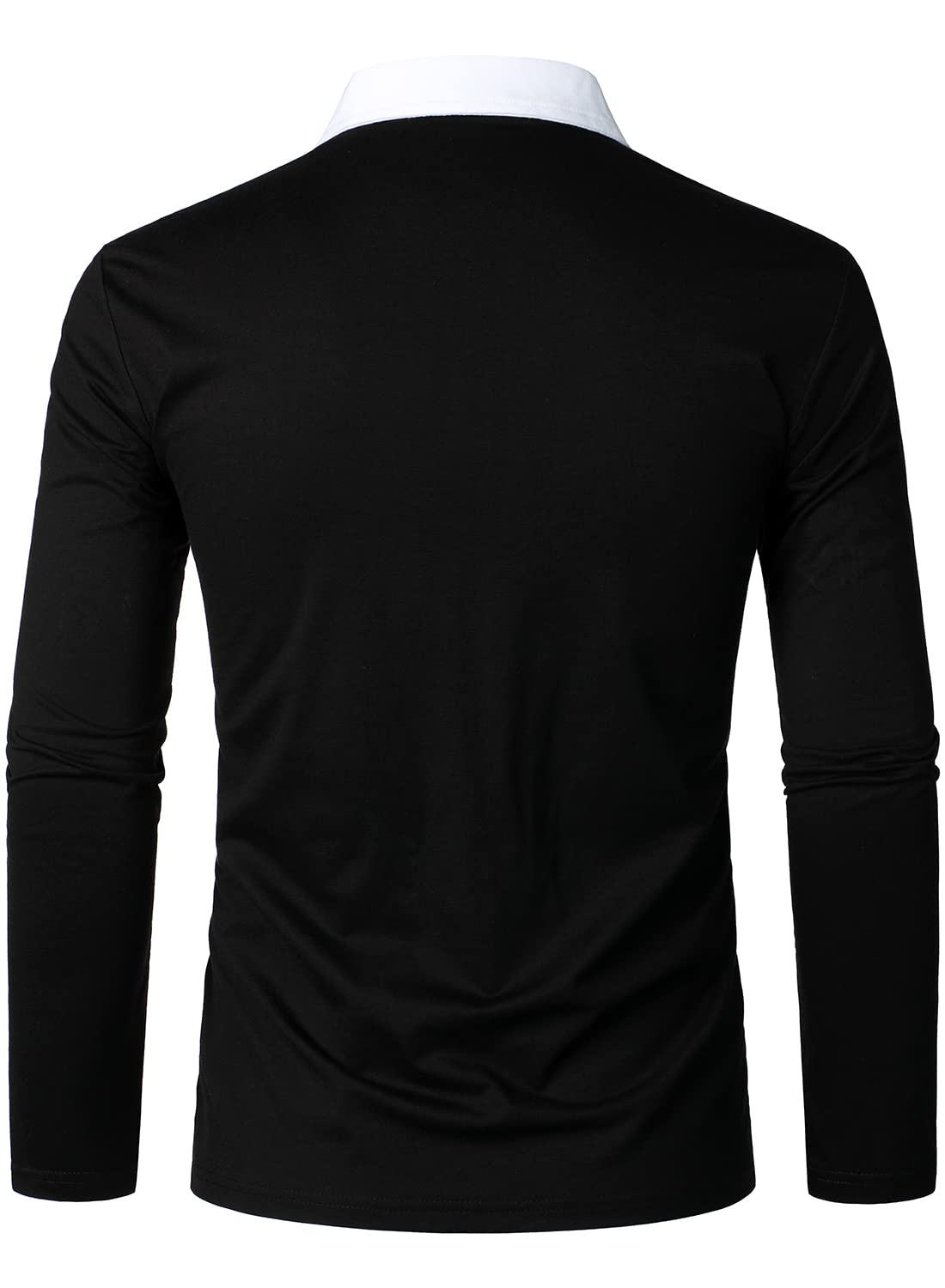 HOOD CREW Men's Long Sleeve Polo Shirt - Stylish Color Block Zipper T-Shirt for Casual Wear, Office & Outdoor Activities