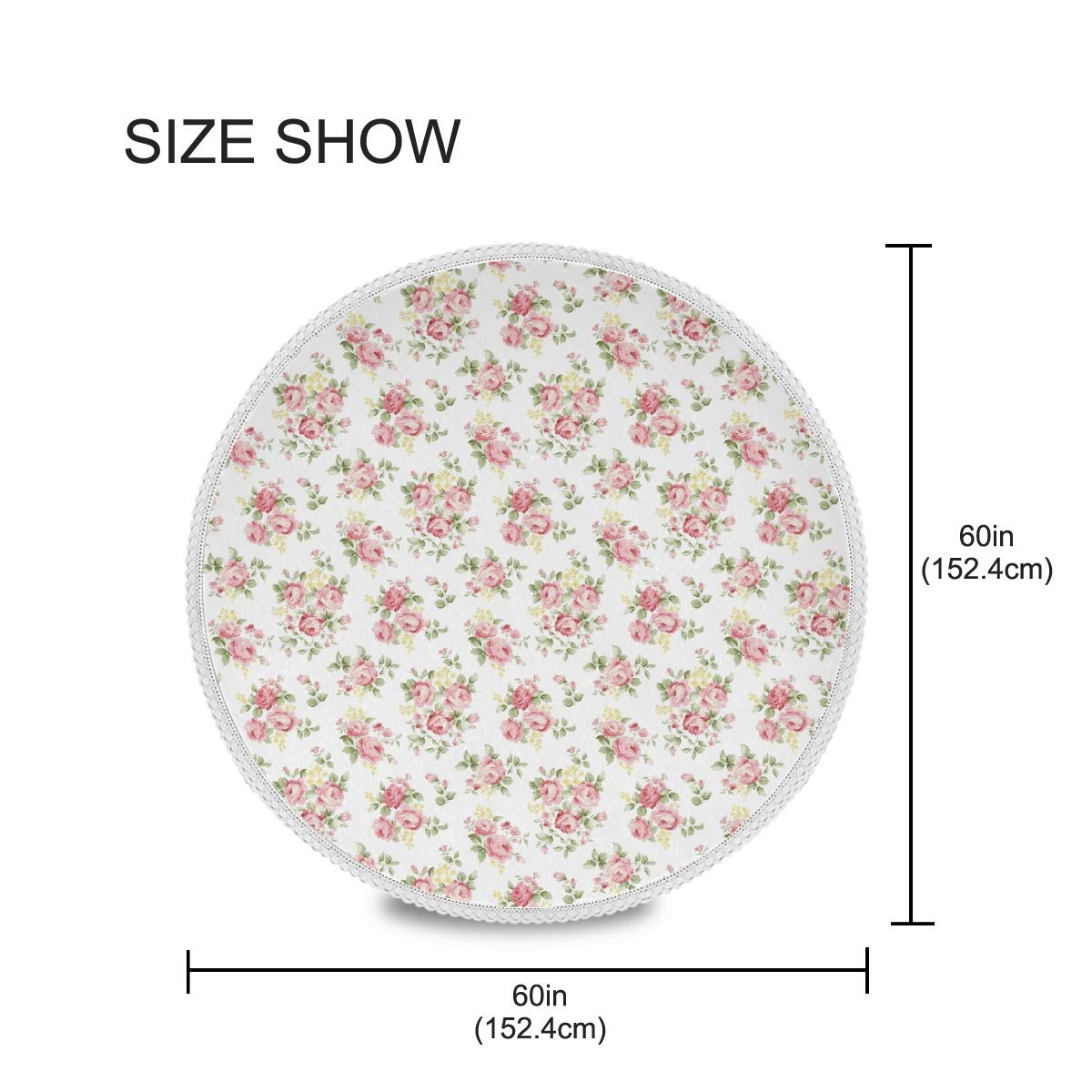 Senya Round Pink Rose Floral Tablecloth - 60 Inch Diameter Polyester Table Cover | Heat & Slip Resistant | Perfect for Holiday Dining, Thanksgiving, Christmas Decor & Outdoor Picnics | Elegant Table Setting for Parties & Home Decor