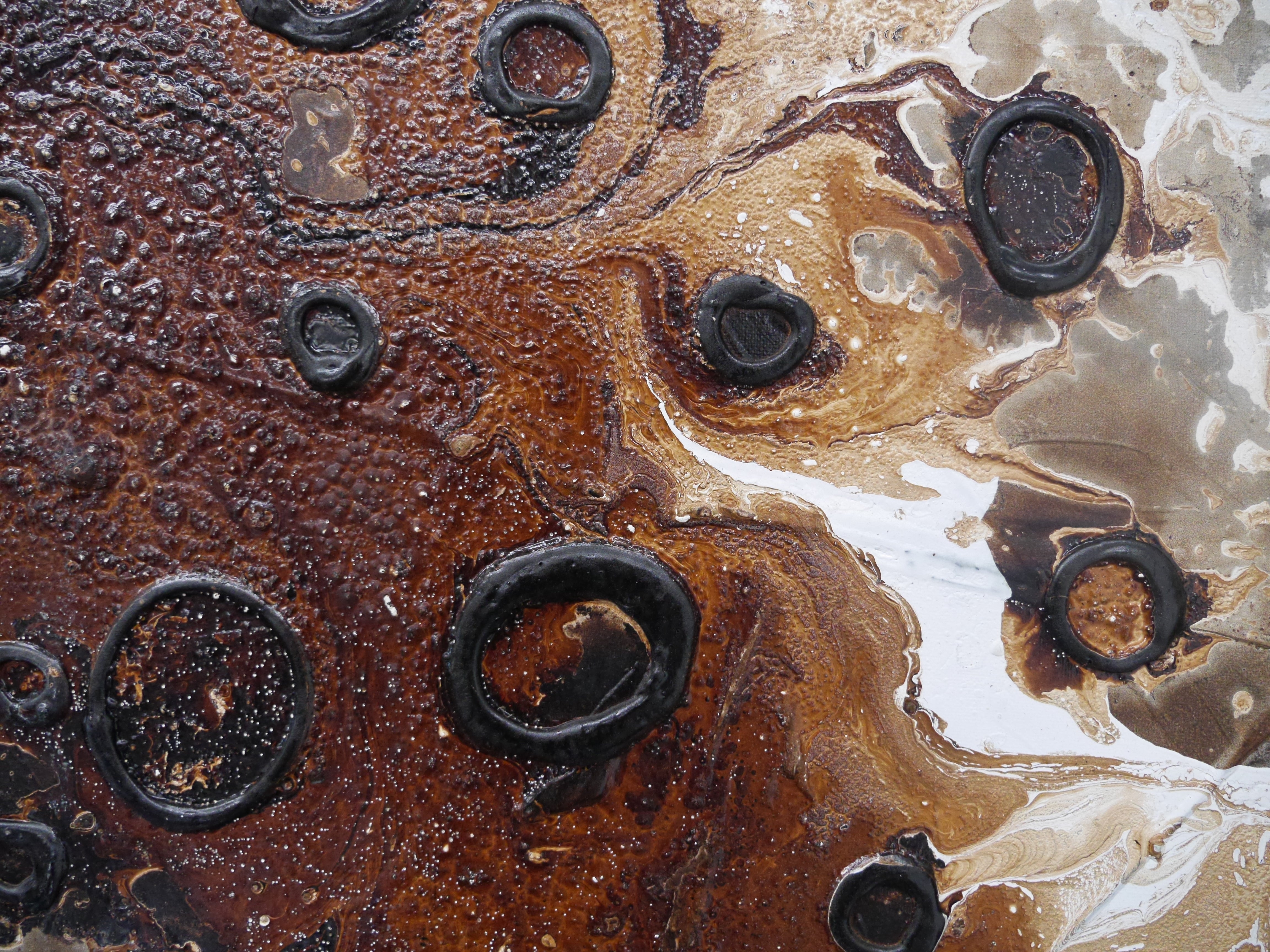 100cm x 100cm Rust Honey Textured Abstract Wall Art Painting - Modern Home Decor for Living Room, Bedroom & Office