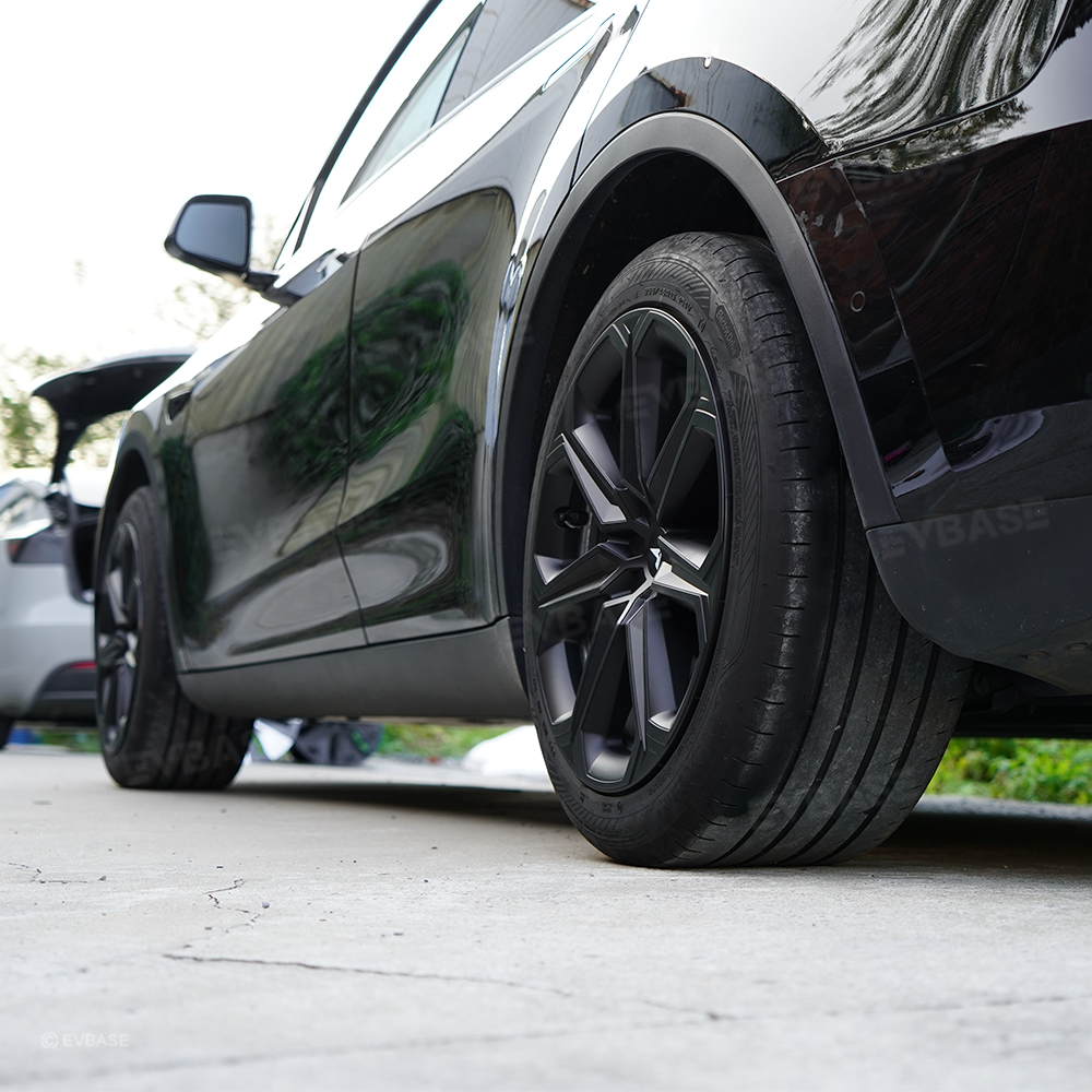 Tesla Model Y 19 Inch Wheel Covers - Full Wrapped ABS Hub Caps (Matte Black, 4PCS) for Enhanced Style & Protection - Perfect for Daily Commuting & Road Trips