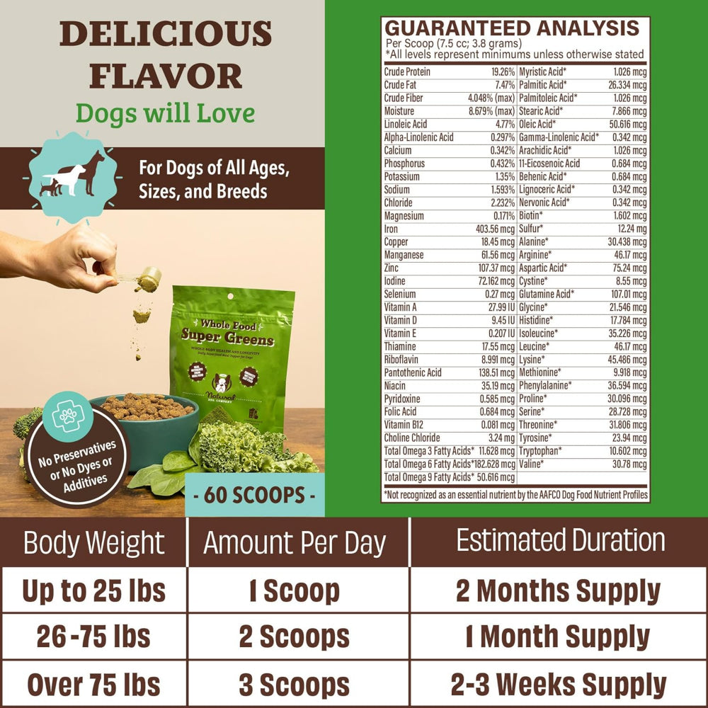 Nutrient-Dense Super Greens Dog Food Topper - Organic Meal Booster for Dogs - Perfect for Picky Eaters & Senior Dogs