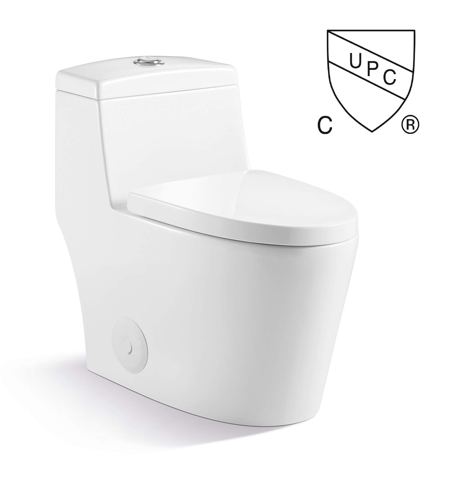 Kingsman One Piece Elongated Toilet with Dual Flush 1.2/1.6 GPF & Soft Close Seat - Modern Water Saving Design for Bathroom & Powder Room - Pure White MJ80 | Perfect for Contemporary Homes & Commercial Spaces