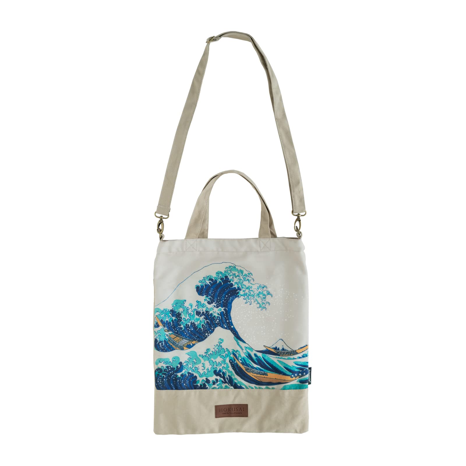 The Great Wave of Kanagawa Tote Bag - 100% Cotton Shopper Bag with Handles & Shoulder Strap (34x42cm) | Hokusai Wave Design, University Tote, Women's Fashion Bag - Perfect for Beach, Shopping & Daily Use