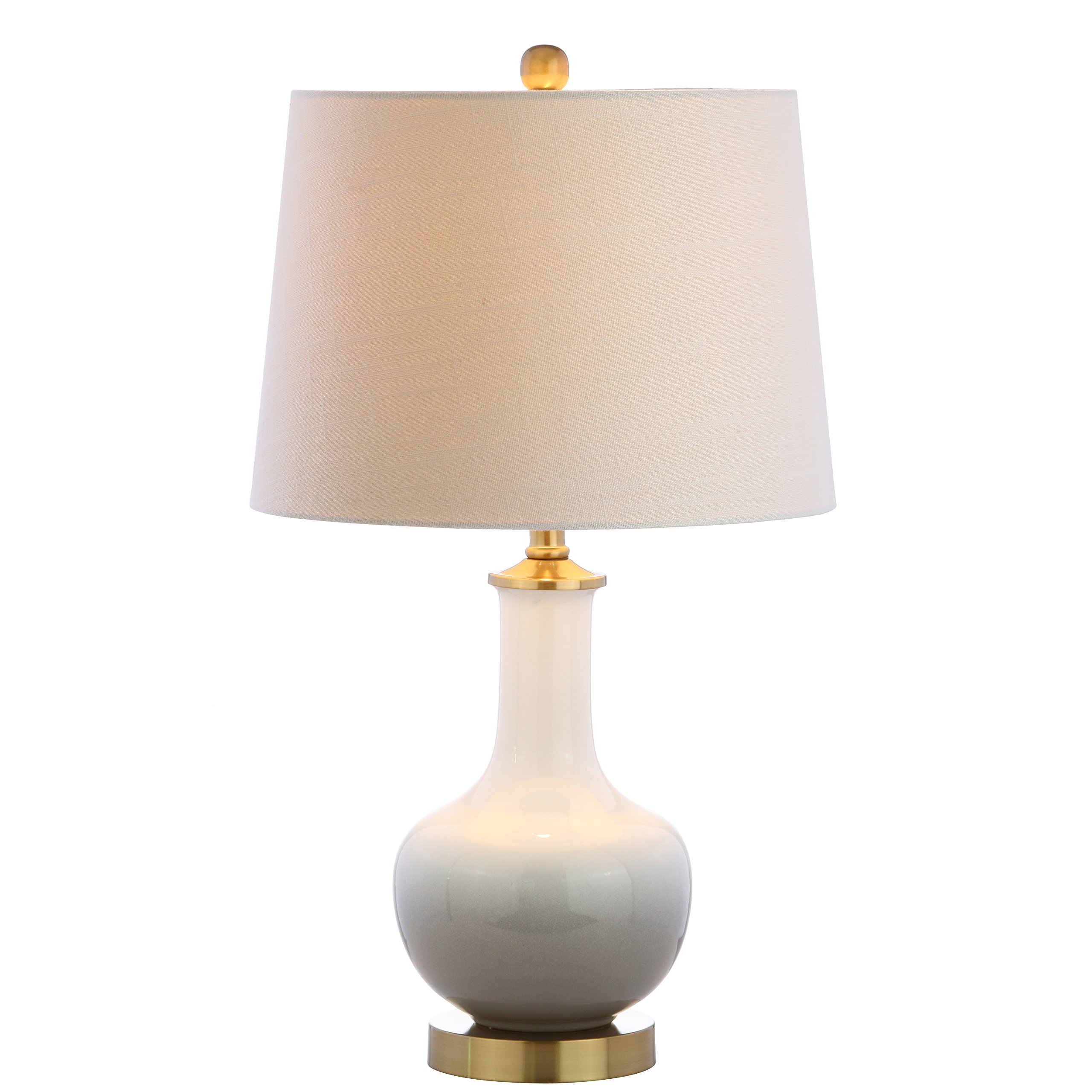 JONATHAN Y JYL3019B 25-Inch Gradient Ceramic & Brass LED Table Lamp - Modern Traditional Nightstand Light for Bedroom, Living Room, Office & Dorm - Includes LED Bulb (White/Grey) - Perfect for Reading, Studying & Ambient Lighting