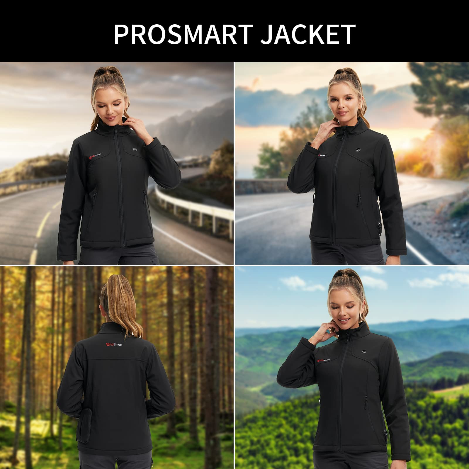 PROSmart Women's Heated Jacket - Rechargeable 12V Battery Operated Winter Coat, Waterproof Electric Warming Jacket with Battery Pack | Perfect for Outdoor Activities, Skiing, Hiking & Cold Weather Commutes