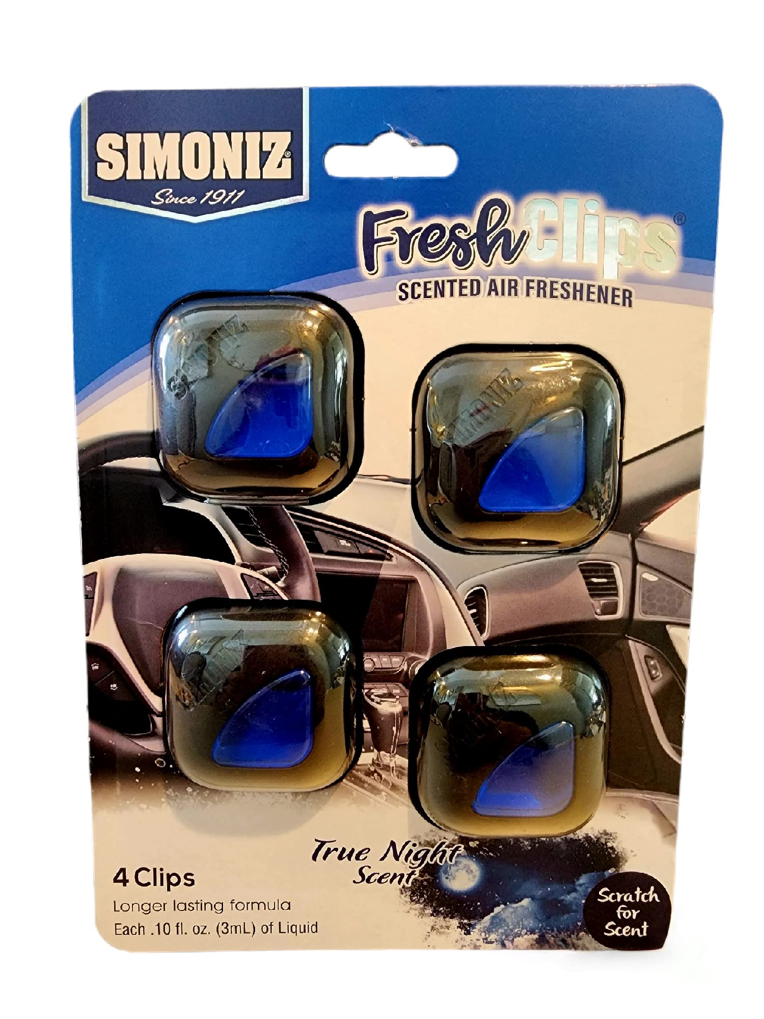 True Night Car Vent Clip Air Freshener - Odor Eliminator for Strong Smells, Long-Lasting Auto Vent Air Freshener for Cars - Perfect for Road Trips, Daily Commutes & Eliminating Pet, Smoke or Food Odors