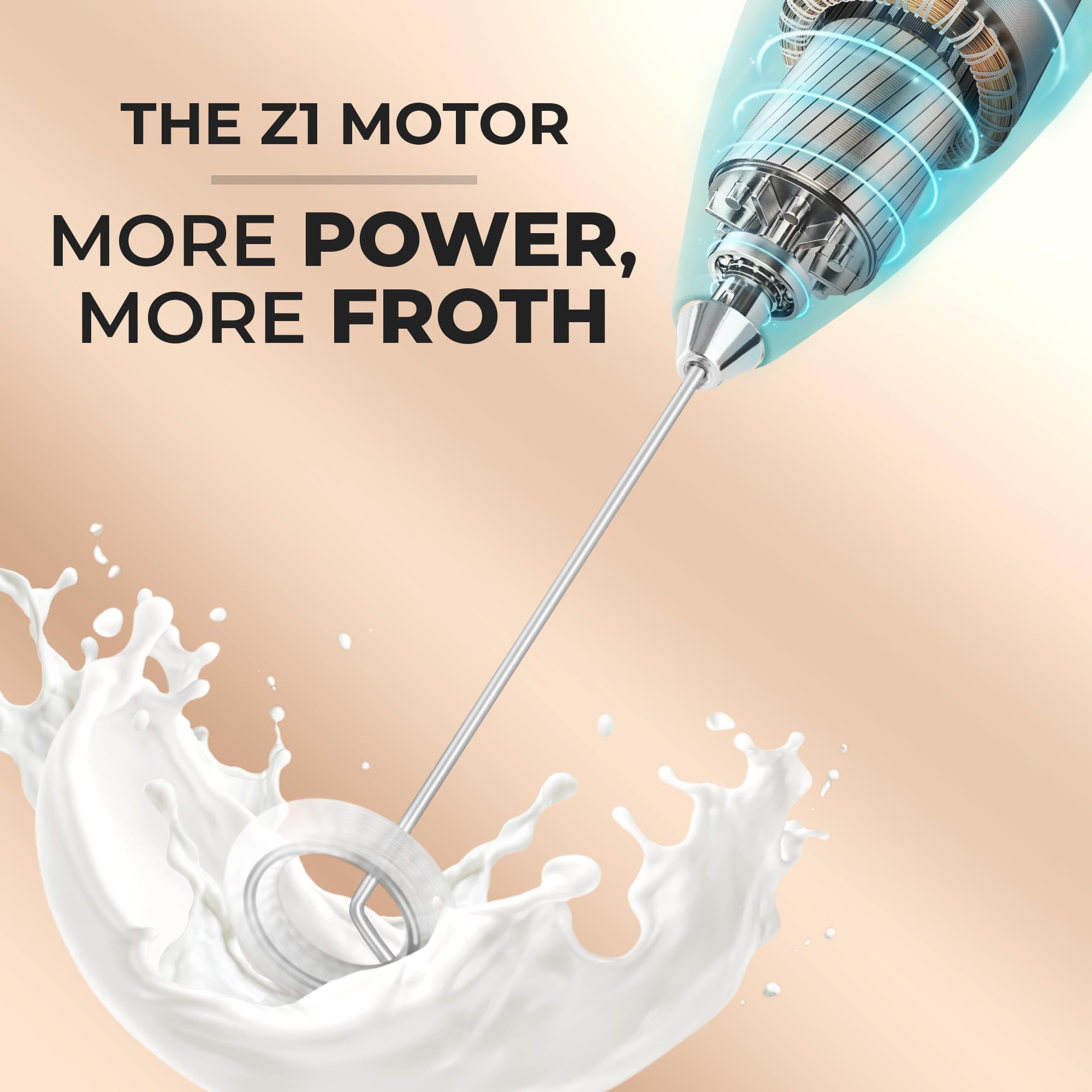 Zulay Kitchen Electric Milk Frother Wand - Handheld Battery-Powered Drink Mixer for Coffee, Frappe, Matcha - Includes 2 Duracell Batteries & Easy-Clean Design - Perfect for Lattes, Hot Chocolate, Protein Shakes at Home or Office