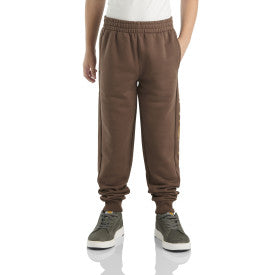Youth Fleece Logo Sweatpants for Men & Women - Soft Comfortable Jogger Pants with Elastic Waist - Chestnut Brown Casual Lounge Pants for Home, Gym, and Outdoor Activities