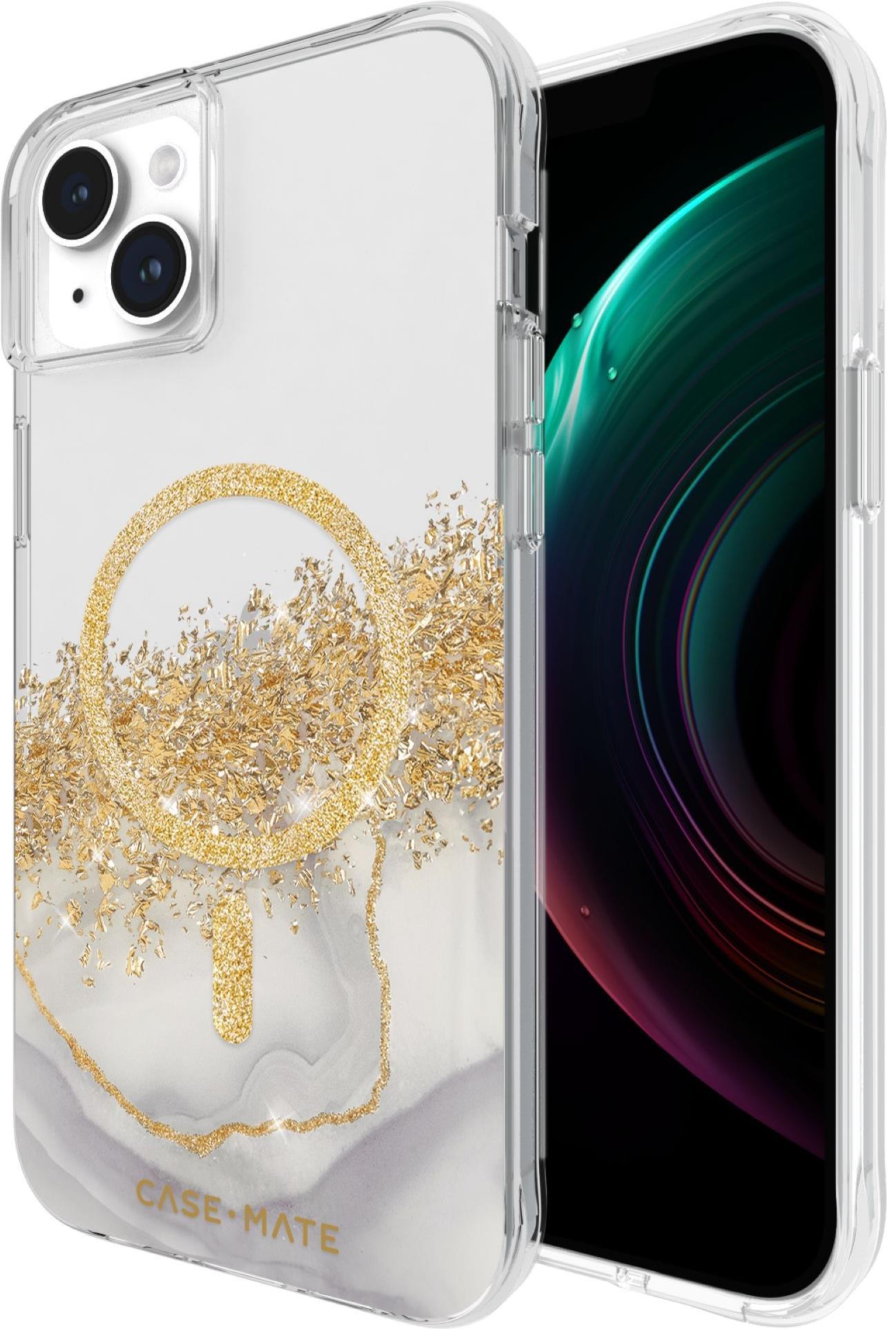 Case Mate Antimicrobial Hardshell Phone Case with MagSafe - Karat Marble Design for iPhone 15 Plus | Protective Cover with Germ Protection for Everyday Use & Travel