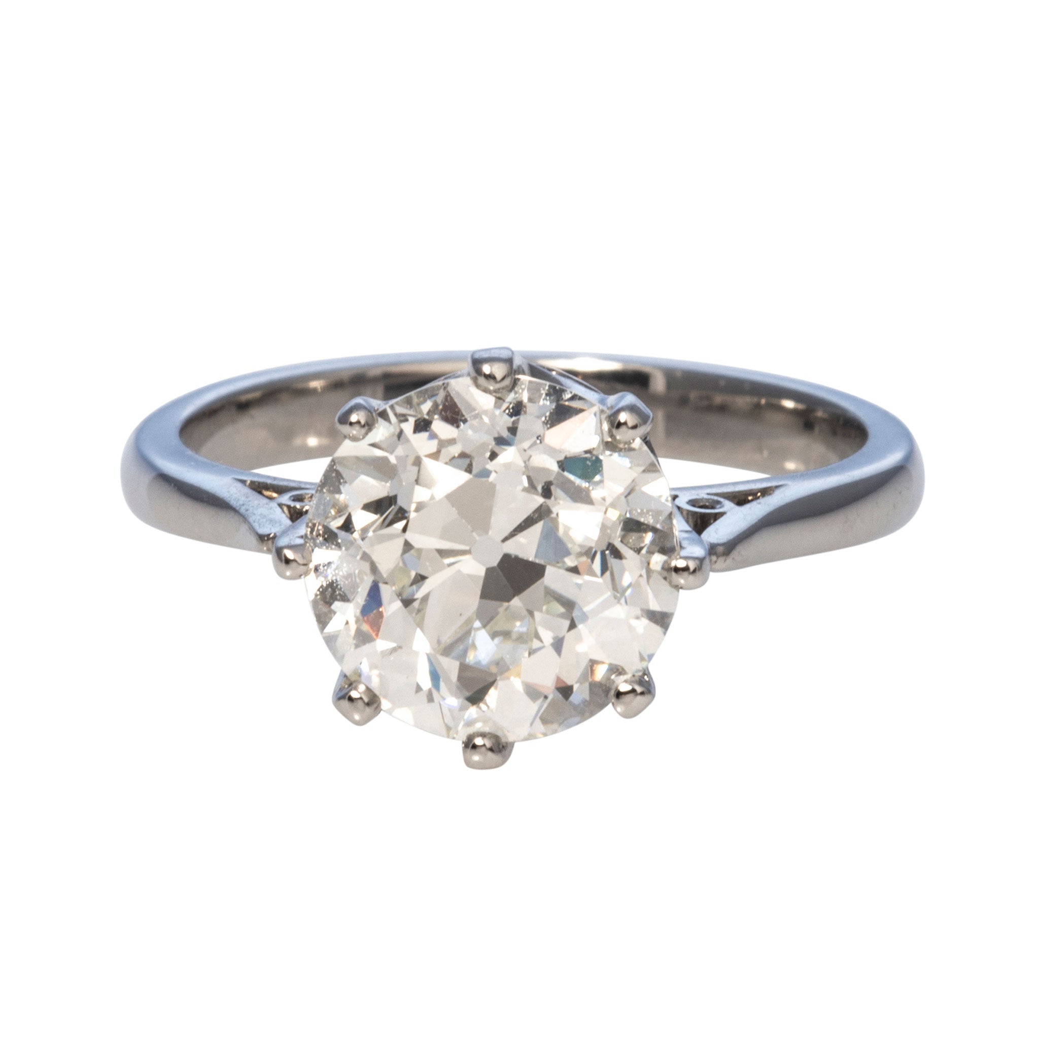 3.42ct J VS1 Old European Cut Diamond Platinum Engagement Ring - Vintage Style Wedding Band for Women, Perfect for Proposals & Anniversaries