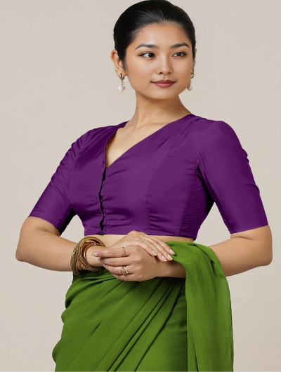Elegant Purple Flexi Silk Stitched Ready-Made Saree Blouse for Women | Perfect for Weddings, Parties & Festive Occasions