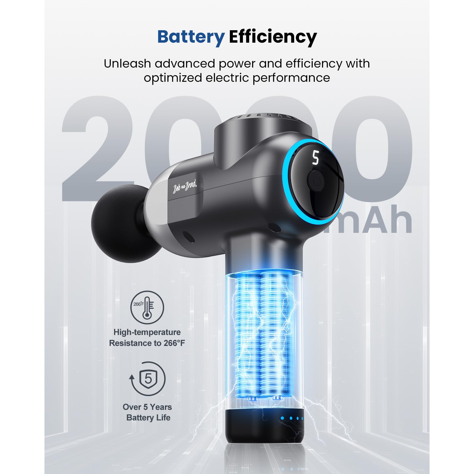BOB AND BRAD C2 Plus Massage Gun with Heat Therapy - Deep Tissue Percussion Massager for Muscle Recovery, Pain Relief & Relaxation - Professional Electric Back Massager for Athletes, Home Gym & Physical Therapy - FSA/HSA Eligible - Perfect for Post-Workout, Office Stress & Chronic Pain Relief