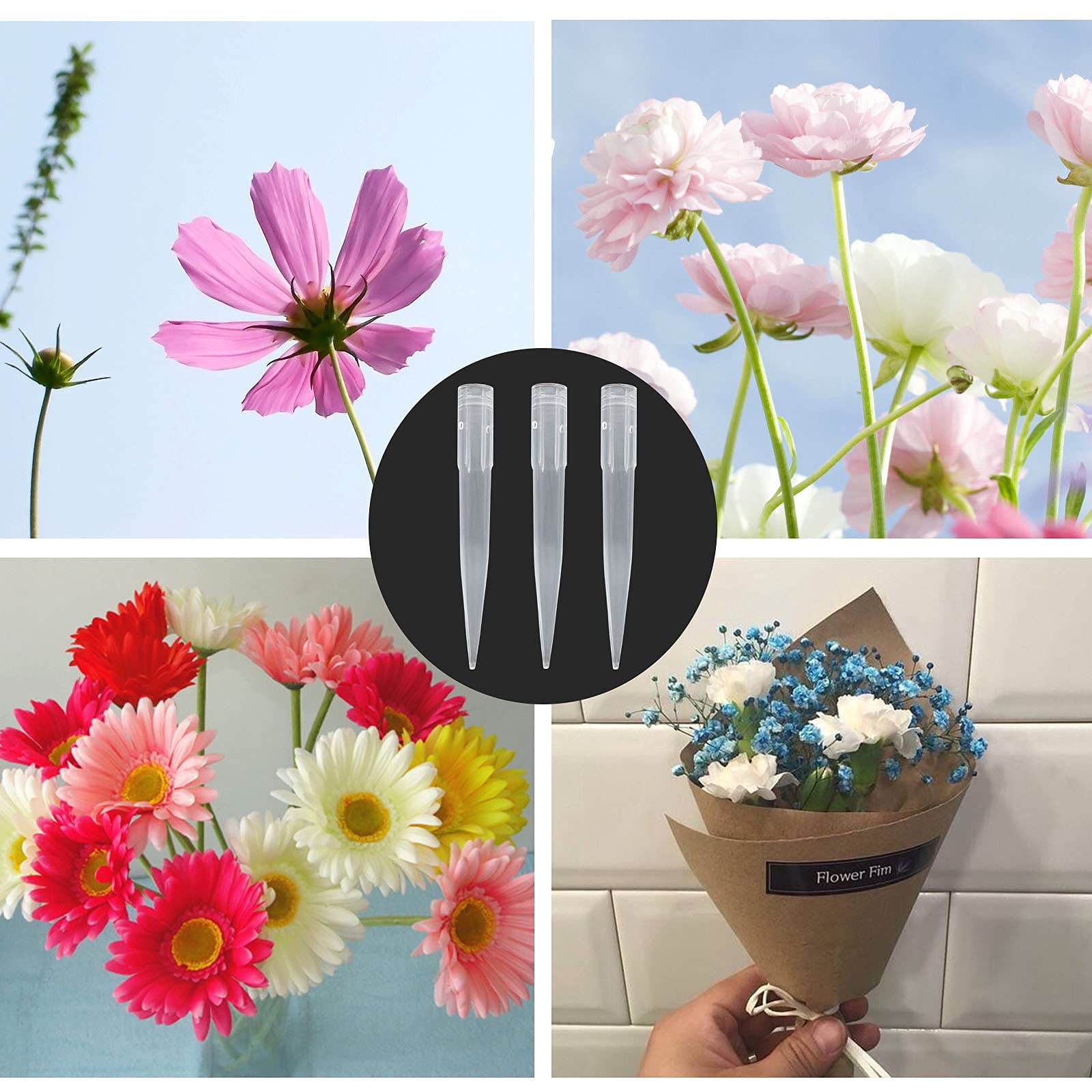 Floral Water Tubes for Flower Arrangements - Clear Plastic Vials with Stems for Roses, Bouquets & Centerpieces | Keeps Flowers Fresh for Weddings, Events & Home Decor