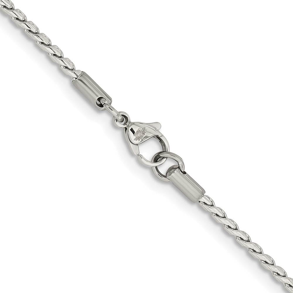 2.5mm Stainless Steel Spiga Chain Necklace - Black Bow for Women's Fashion