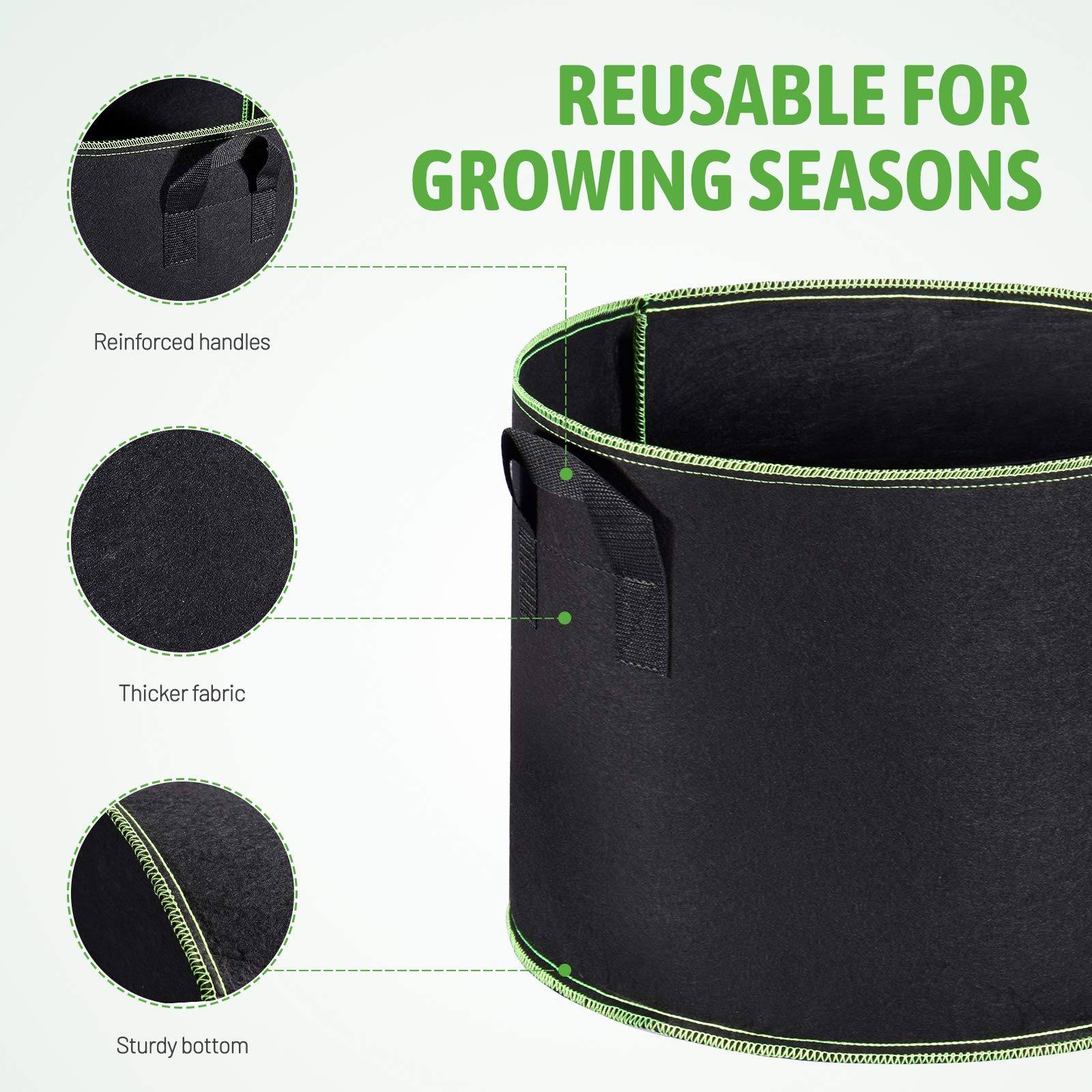 Delxo 10-Pack 10 Gallon Heavy Duty Grow Bags for Plants - Thickened Nonwoven Fabric Pots with Handles & Aeration - Perfect for Vegetables, Fruits, Flowers & Indoor/Outdoor Gardening