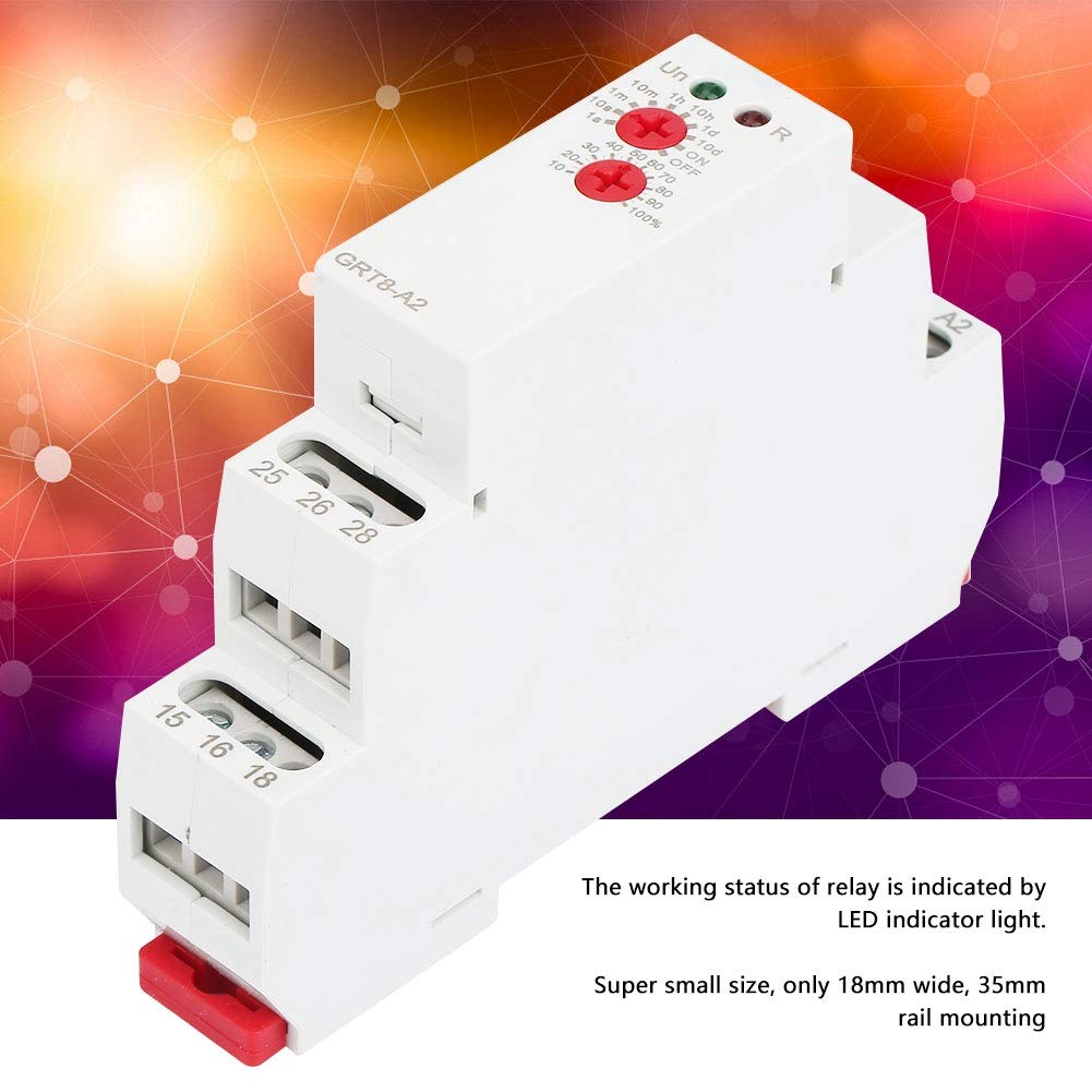 GRT8 DIN Rail Timer Relay - AC/DC 12V-240V, Single Function Industrial Timer for Automation Control | Perfect for HVAC Systems, Motor Controls & Industrial Machinery