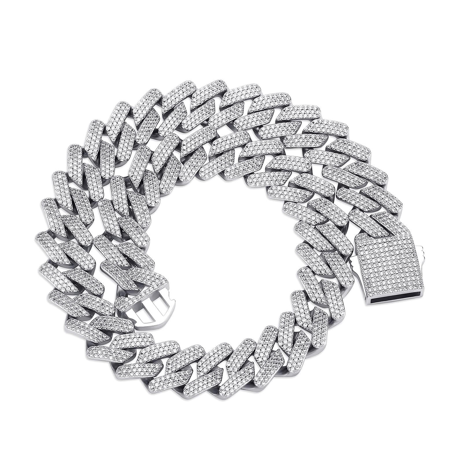 20mm 6 Times 14K Gold Plated Iced Out Lab Diamond Miami Cuban Link Chain Choker for Men - Hip Hop Jewelry with Box Clasp - Perfect for Parties, Concerts and Streetwear Fashion
