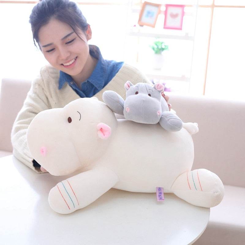 Cute Kawaii Stuffed Hippo Plush Toy - Soft & Huggable Animal Pillow for Kids, Girls, Boys - Perfect for Bedroom Decor, Gifts, and Cuddling