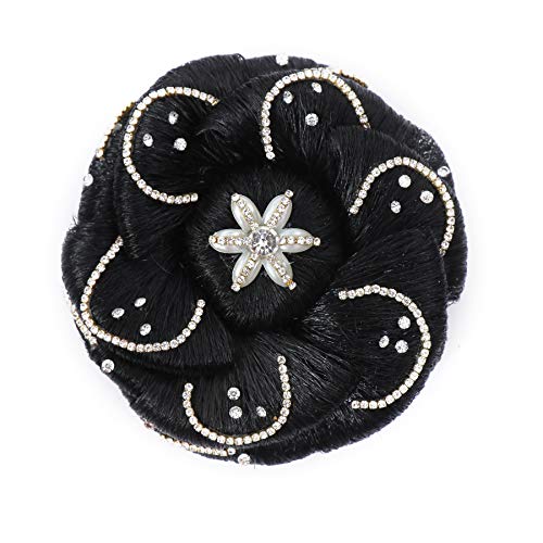 NAVMAV Synthetic Hair Bun Extension - Messy Bun Maker for Women & Girls - Natural Black Juda 27 - Perfect for Weddings, Bridal, Prom & Everyday Hairstyles (Pack of 1)