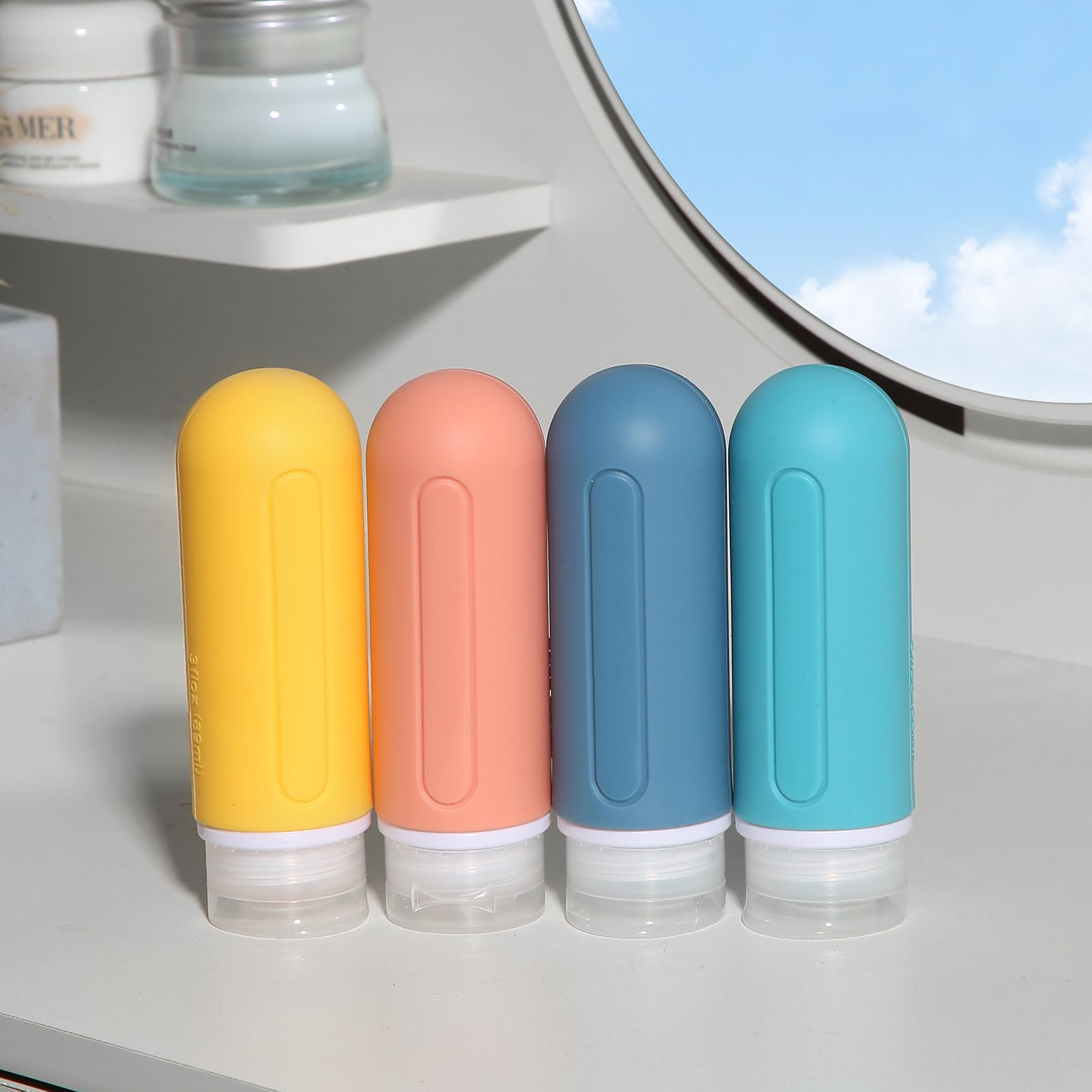 TSA Approved 3 oz Travel Bottles Set - 18 Pcs Leak Proof Silicone Containers for Shampoo, Lotion & Body Wash | BPA Free, Refillable & Squeezable Toiletries | Perfect for Air Travel, Gym & Vacation Essentials