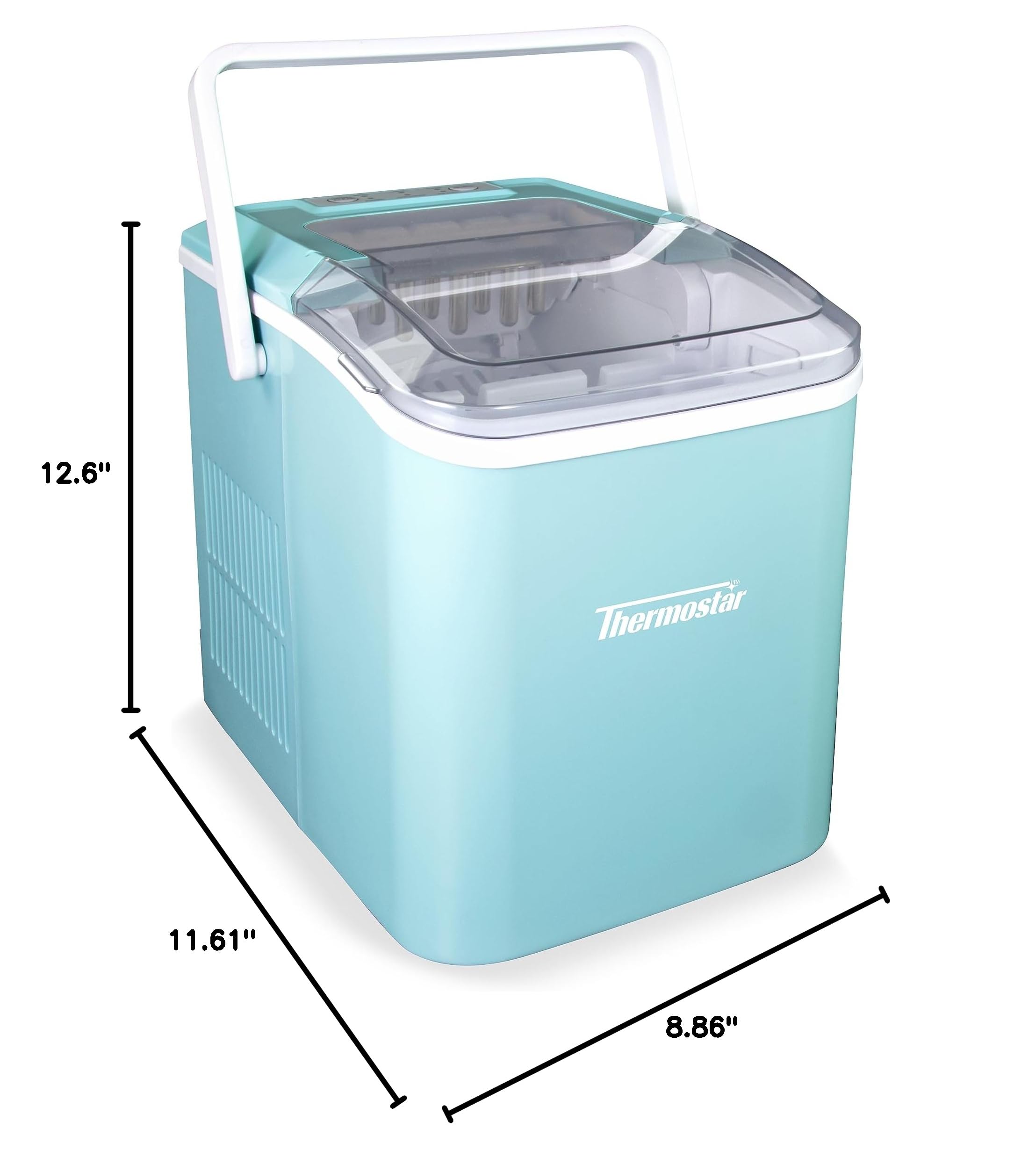 Thermostar Automatic Self-Cleaning Portable Electric Countertop Ice Maker Machine - 26 lbs/24H with Ice Scoop & Basket - Perfect for Cocktails, Parties, Home & Office Use
