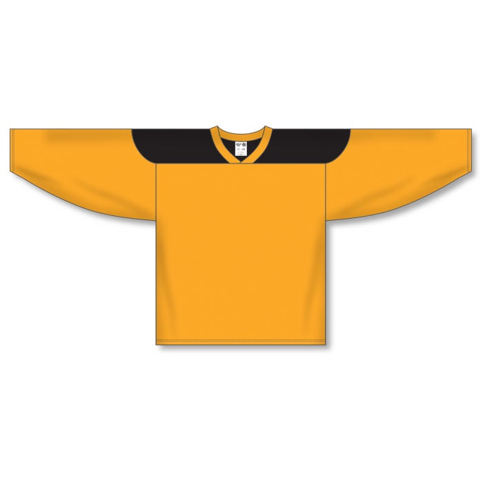 Custom Athletic Knit Gold & Black 6100 Jersey - Breathable Sports Performance Shirt for Basketball, Football & Team Uniforms