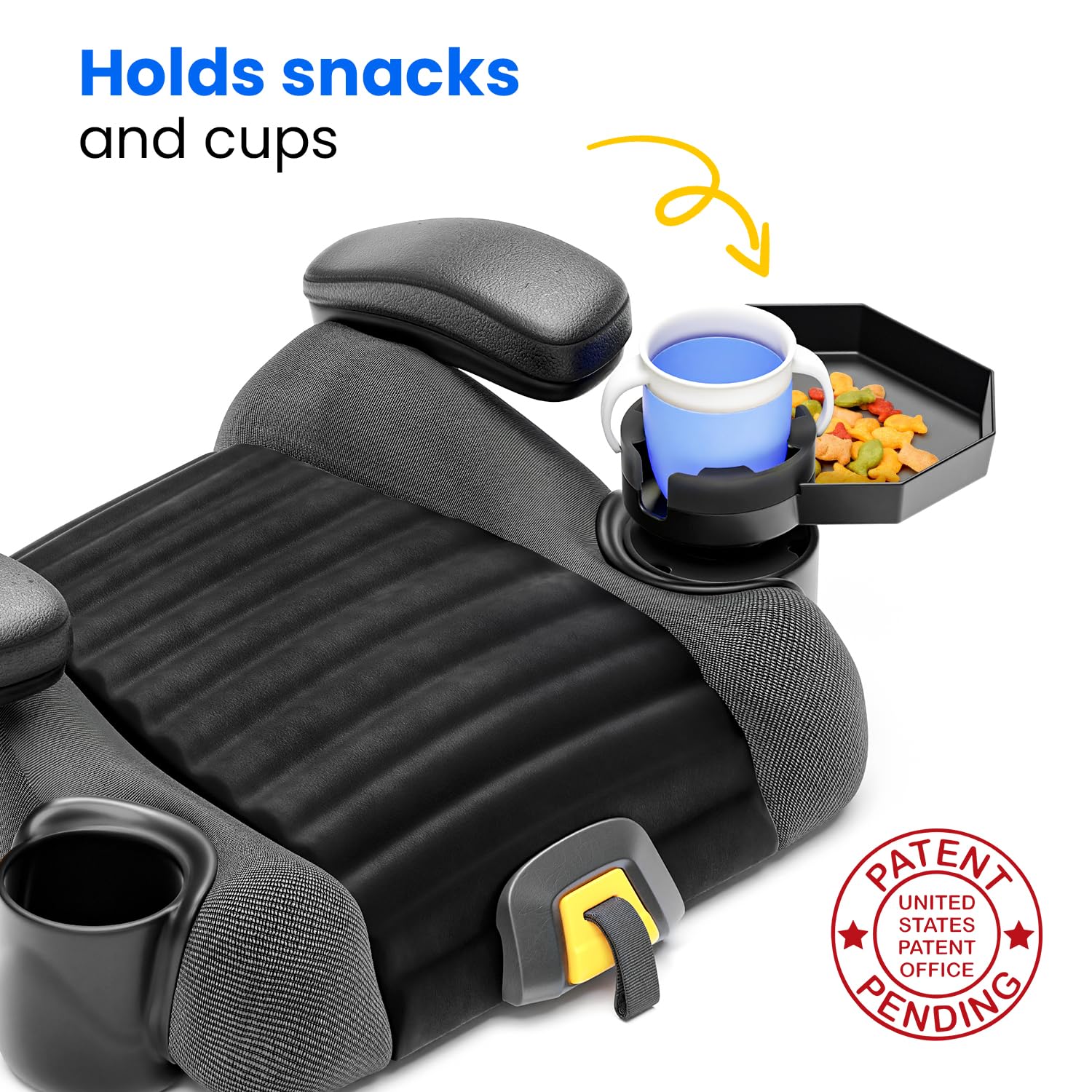 Kids Travel Tray with Large Base - Car Seat Organizer with Cup Holder for Snacks, Toys & Entertainment - Universal Fit for Most Vehicles | Perfect for Road Trips, Long Drives & Family Vacations