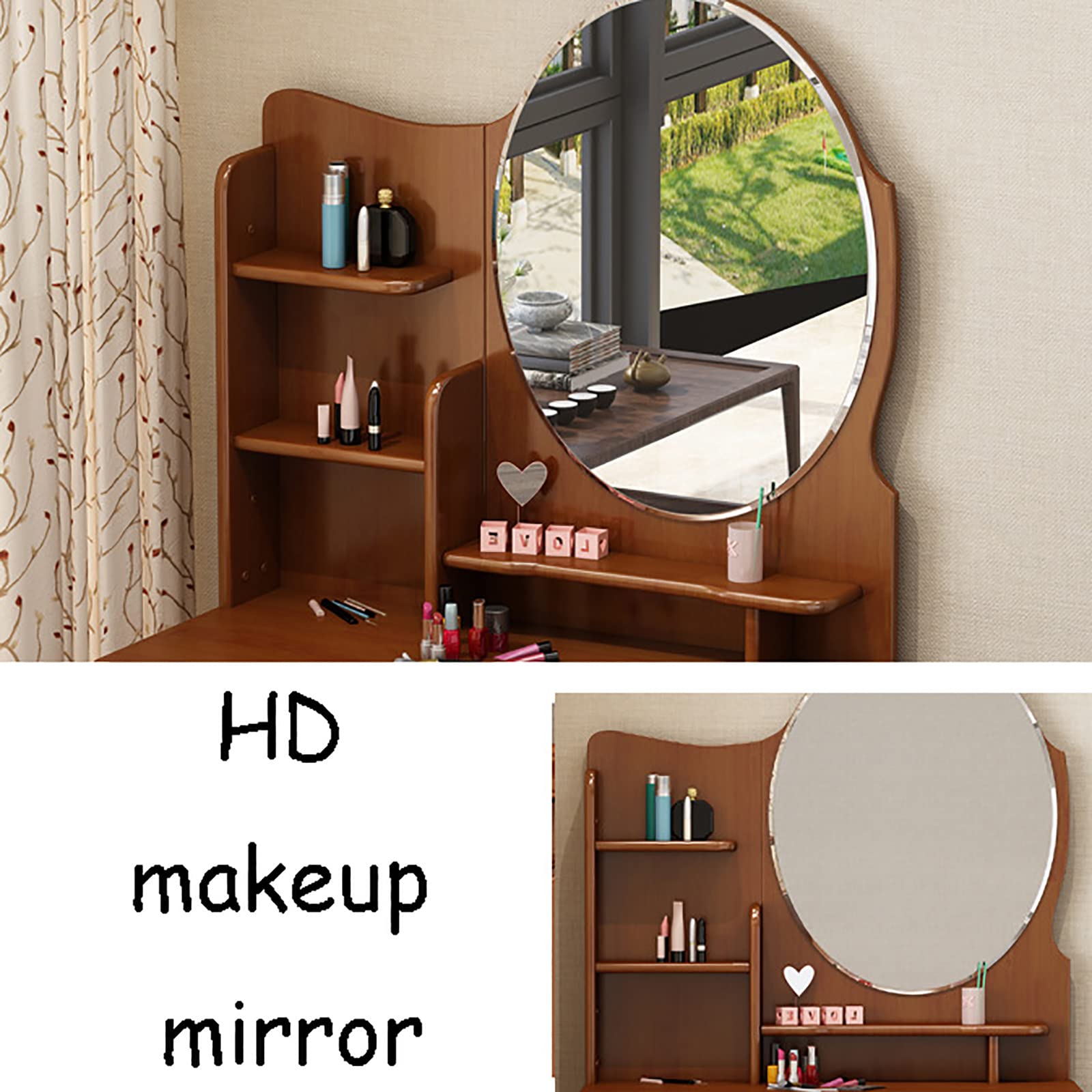 Elegant Vanity Desk Set with Mirror & 2 Storage Drawers - Large Dressing Table for Bedroom, Home Office, Makeup & Study - Perfect as Computer Laptop Writing Desk & Beauty Station