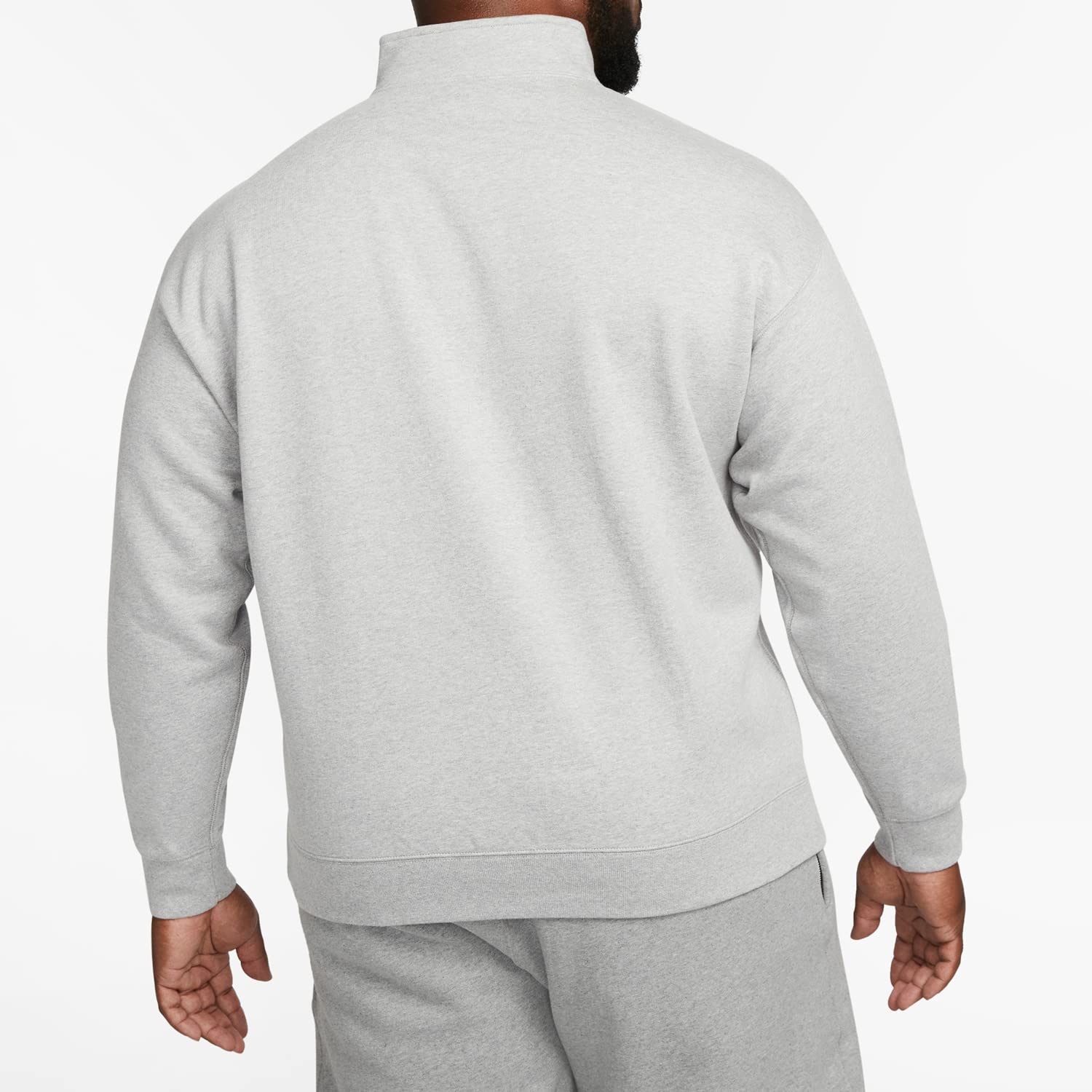 Nike Solo Swoosh Men's 1/4-Zip Pullover Fleece Top - Dark Grey Heather/White (DQ5209-063) | Lightweight Athletic Quarter-Zip for Running, Golf & Casual Wear