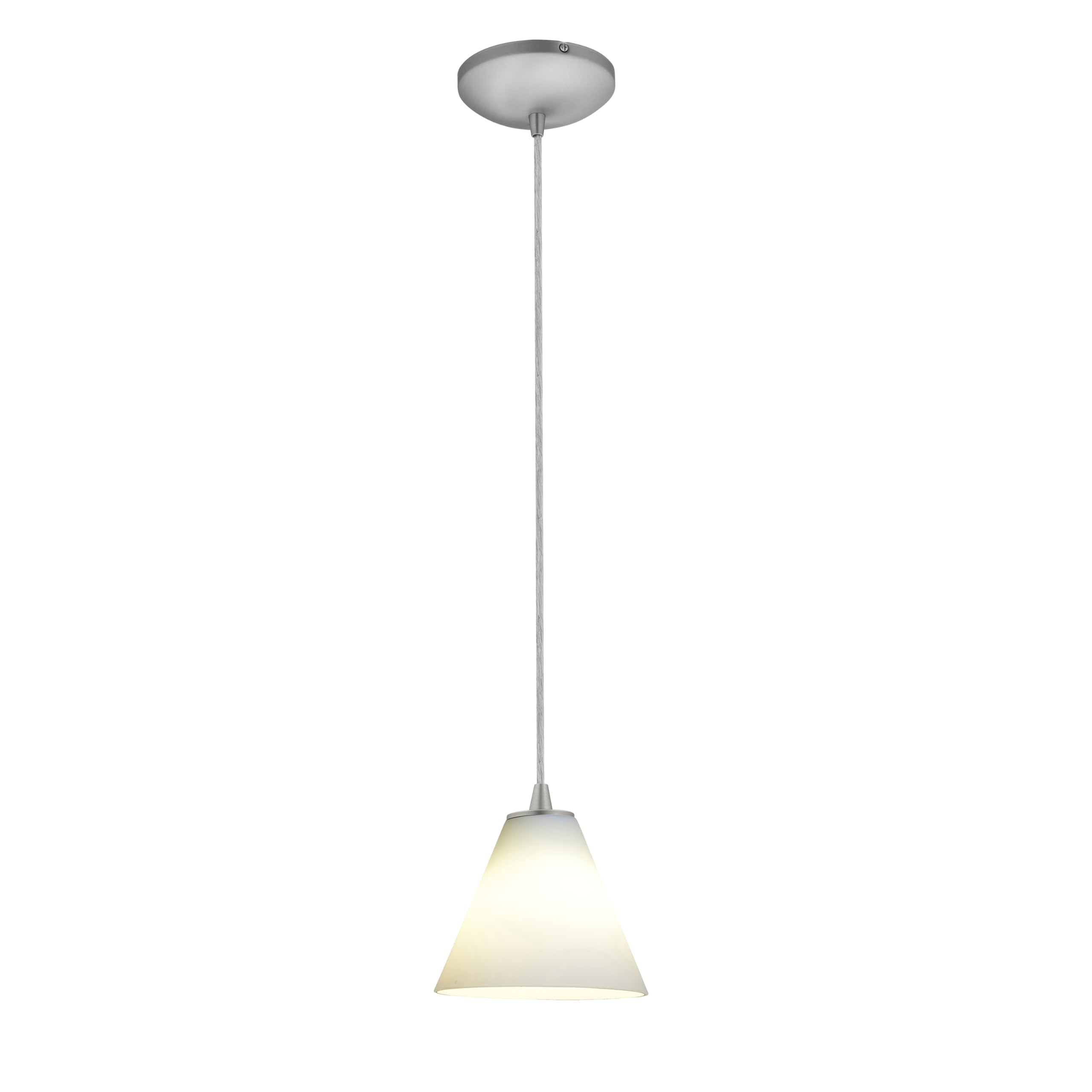 Elegant Martini Glass Pendant Light with Brushed Steel Finish & White Glass Shade - Perfect for Bar, Restaurant, or Home Dining Room Lighting Decor